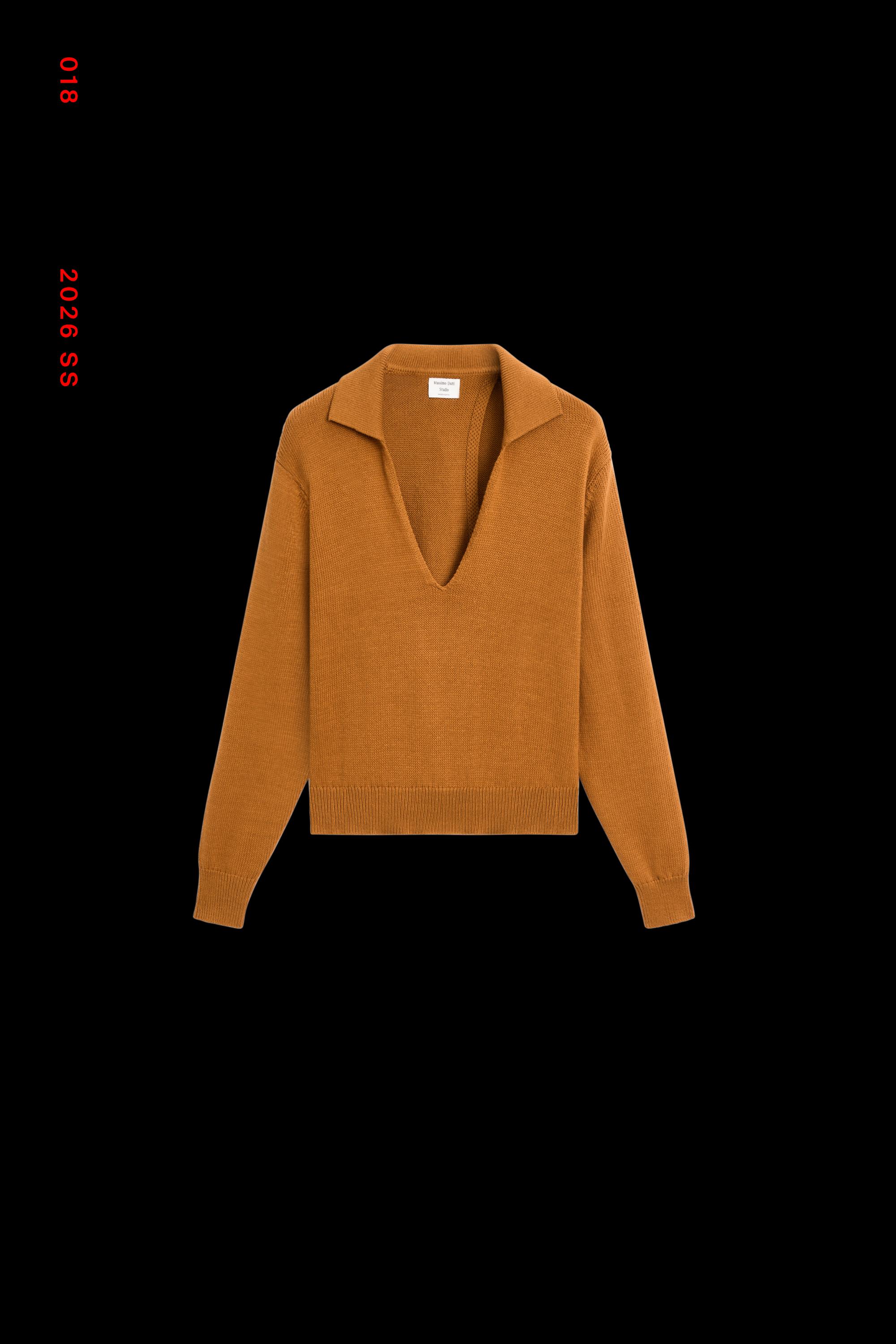 100% Cotton V-Neck Knit Sweater - STUDIO — Washed