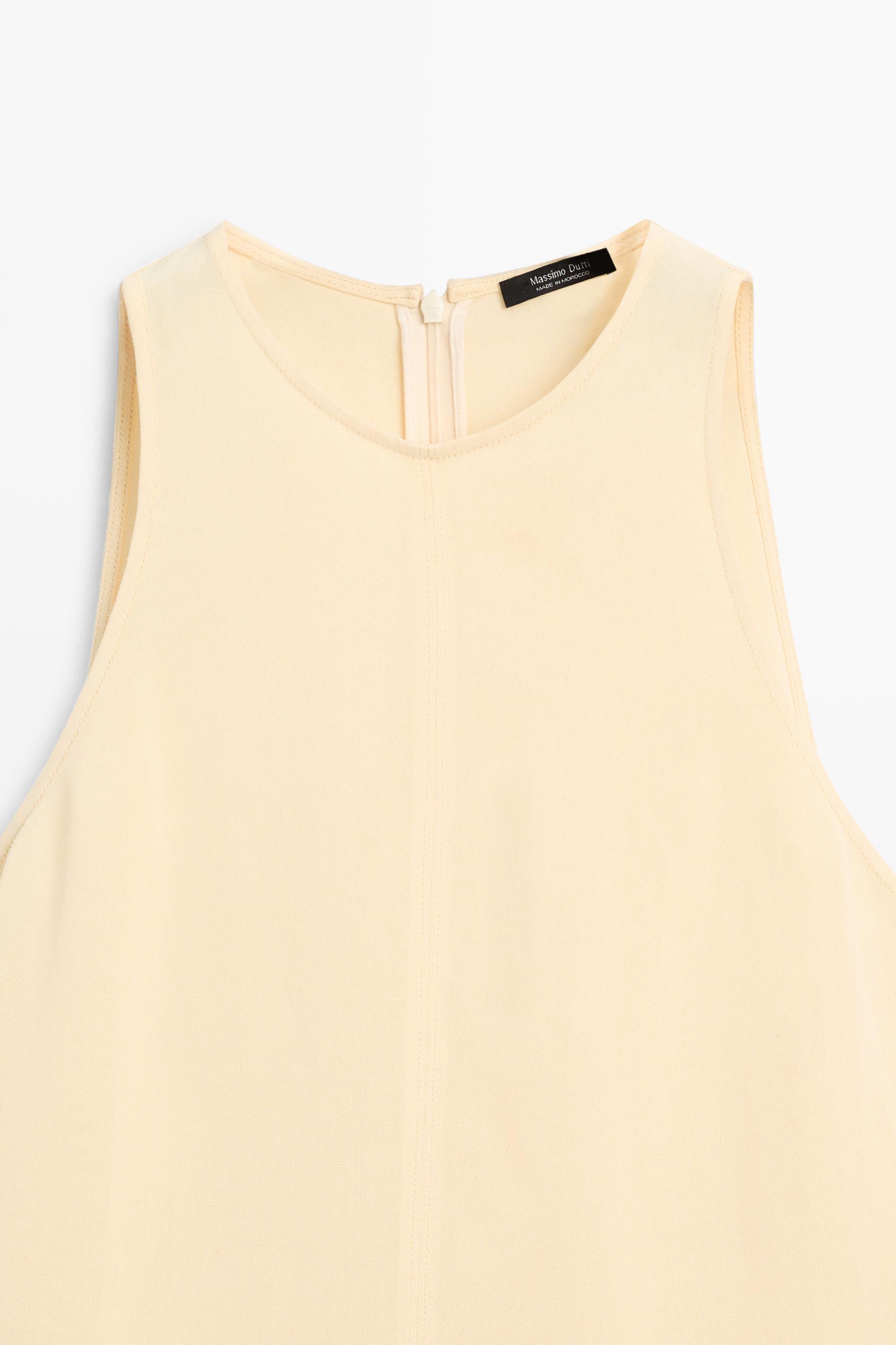 Flowing linen halter midi dress — Vanilla