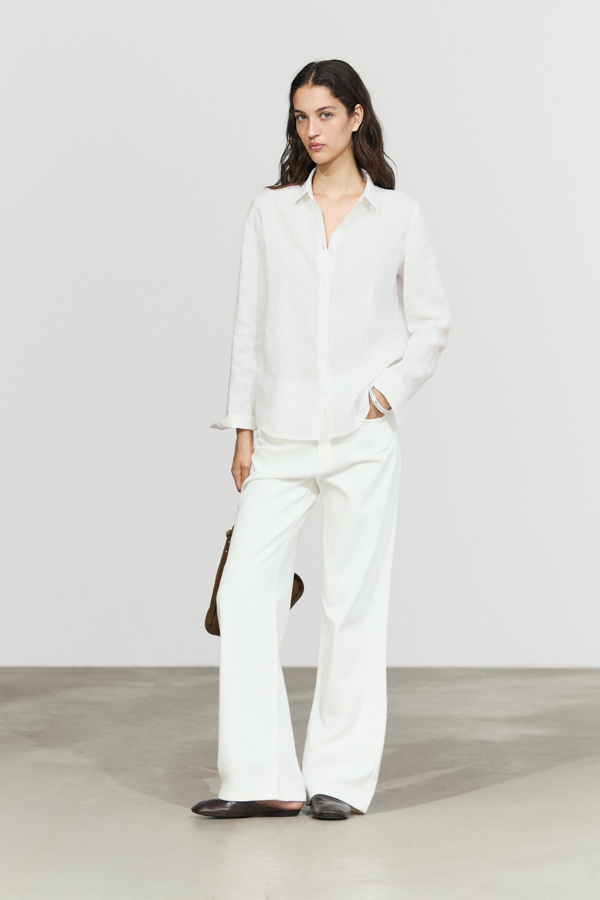 Flowing 100% linen shirt — WHITE