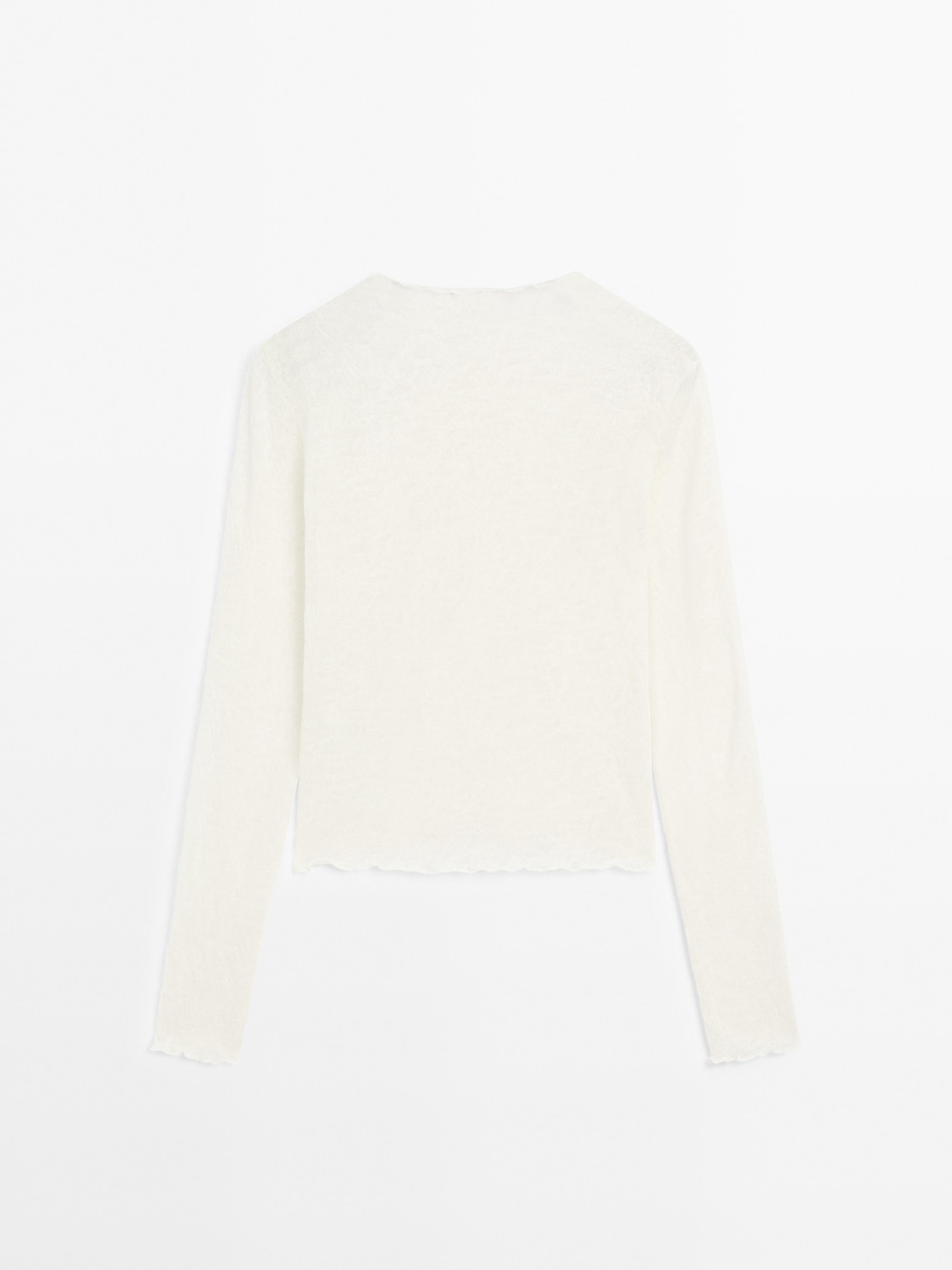 100% wool gathered neck T-shirt