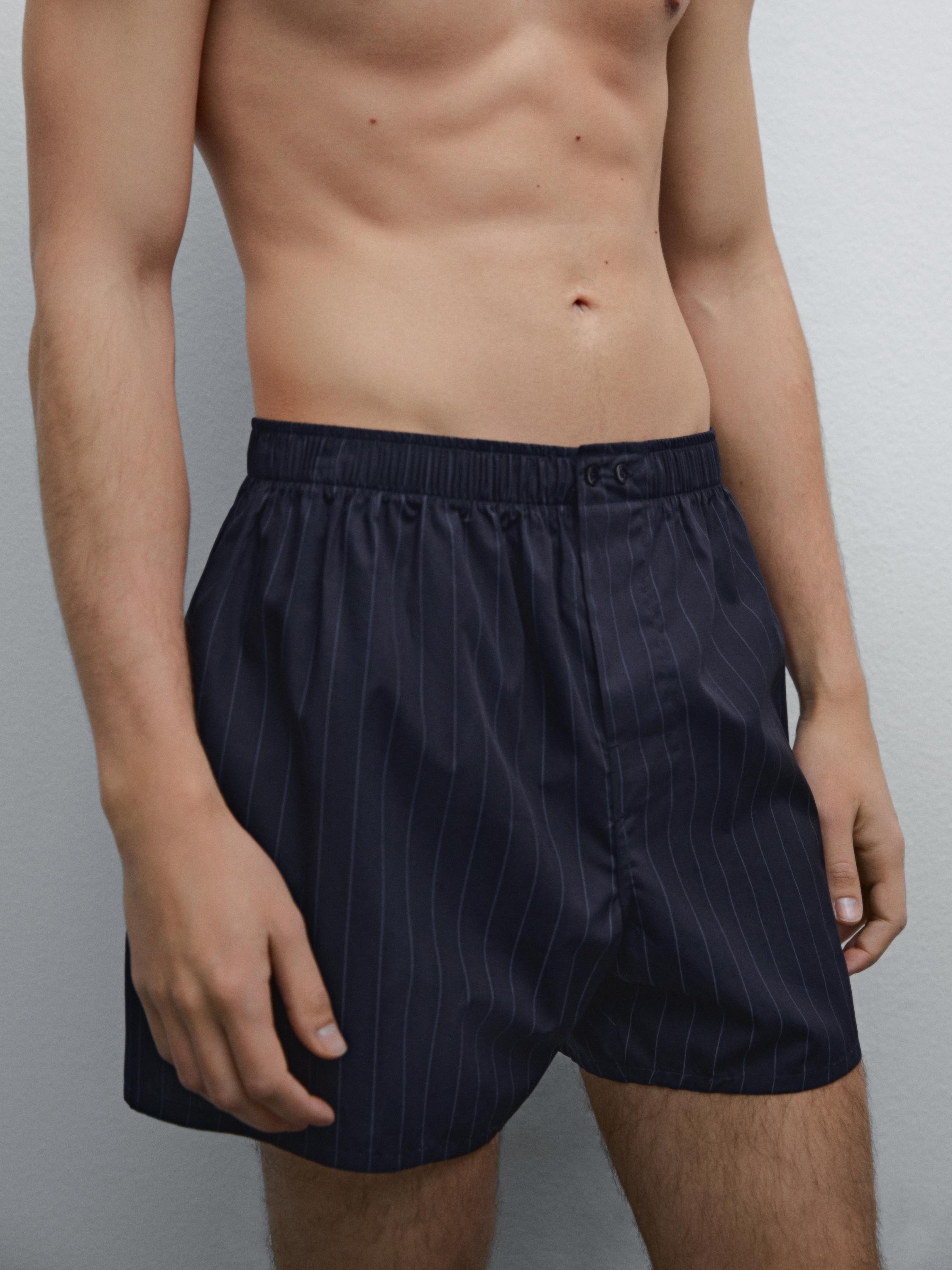 Gestreifter, marineblauer Popelinslip