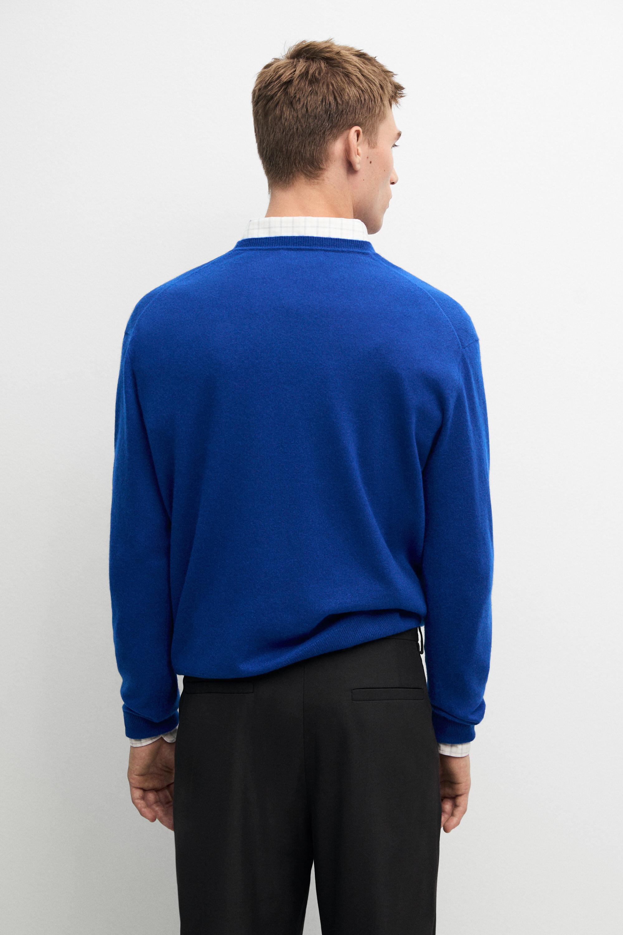 100% cashmere ribbed knit sweater — Blue