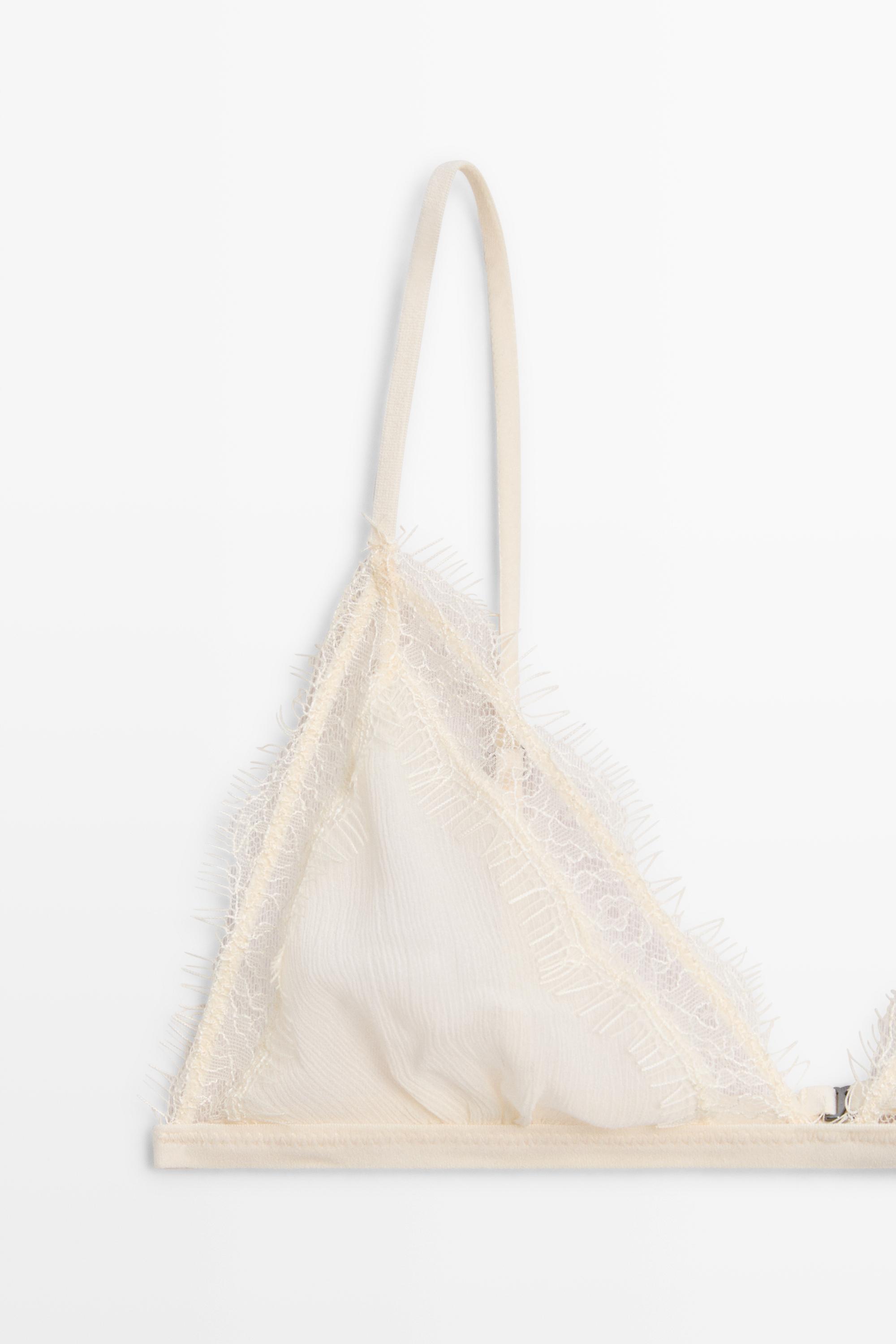 Bralette with lace detail — CREAM