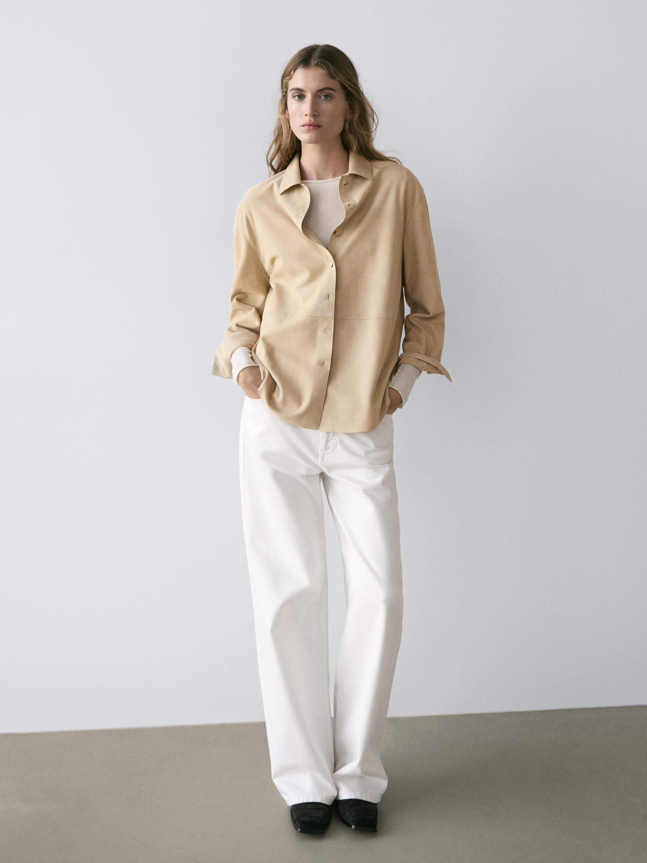 Suede leather shirt — SAND
