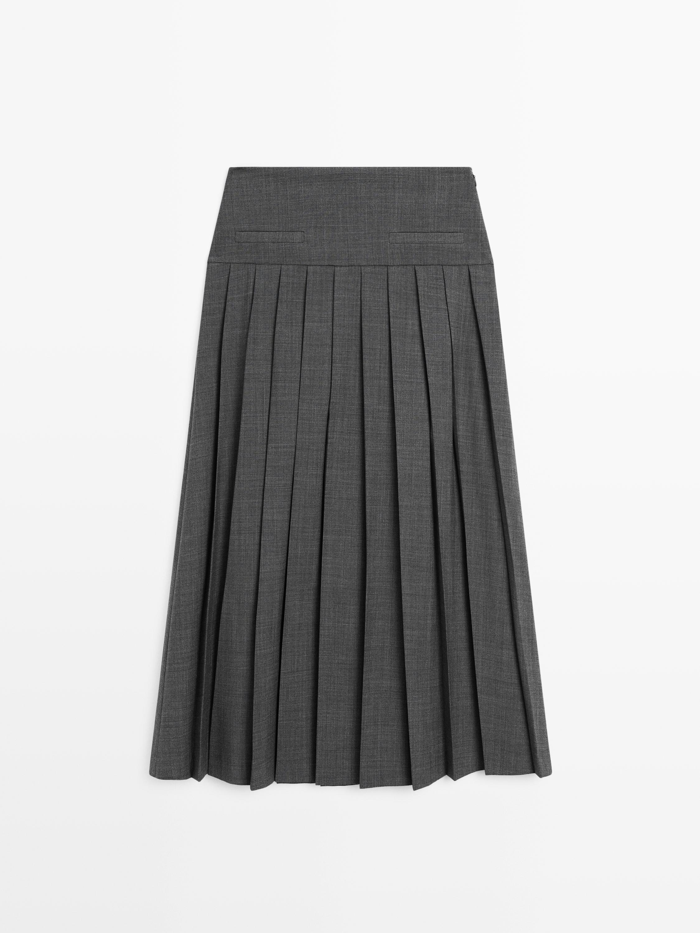 Midi skirt with box pleats