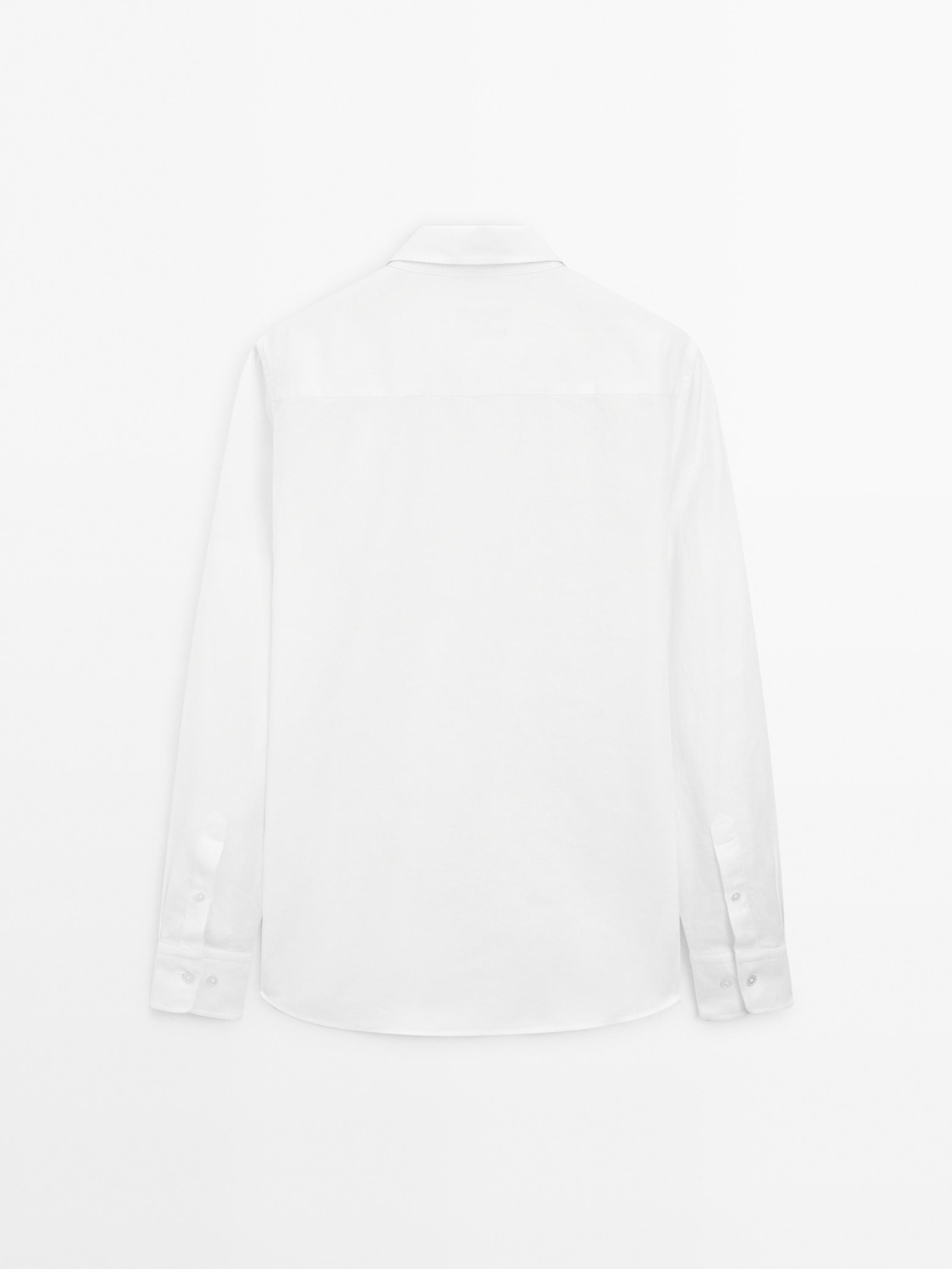 Slim fit linen blend shirt