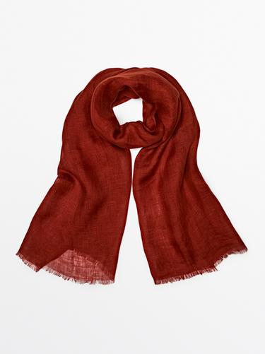 Plain 100% linen scarf — RED 6