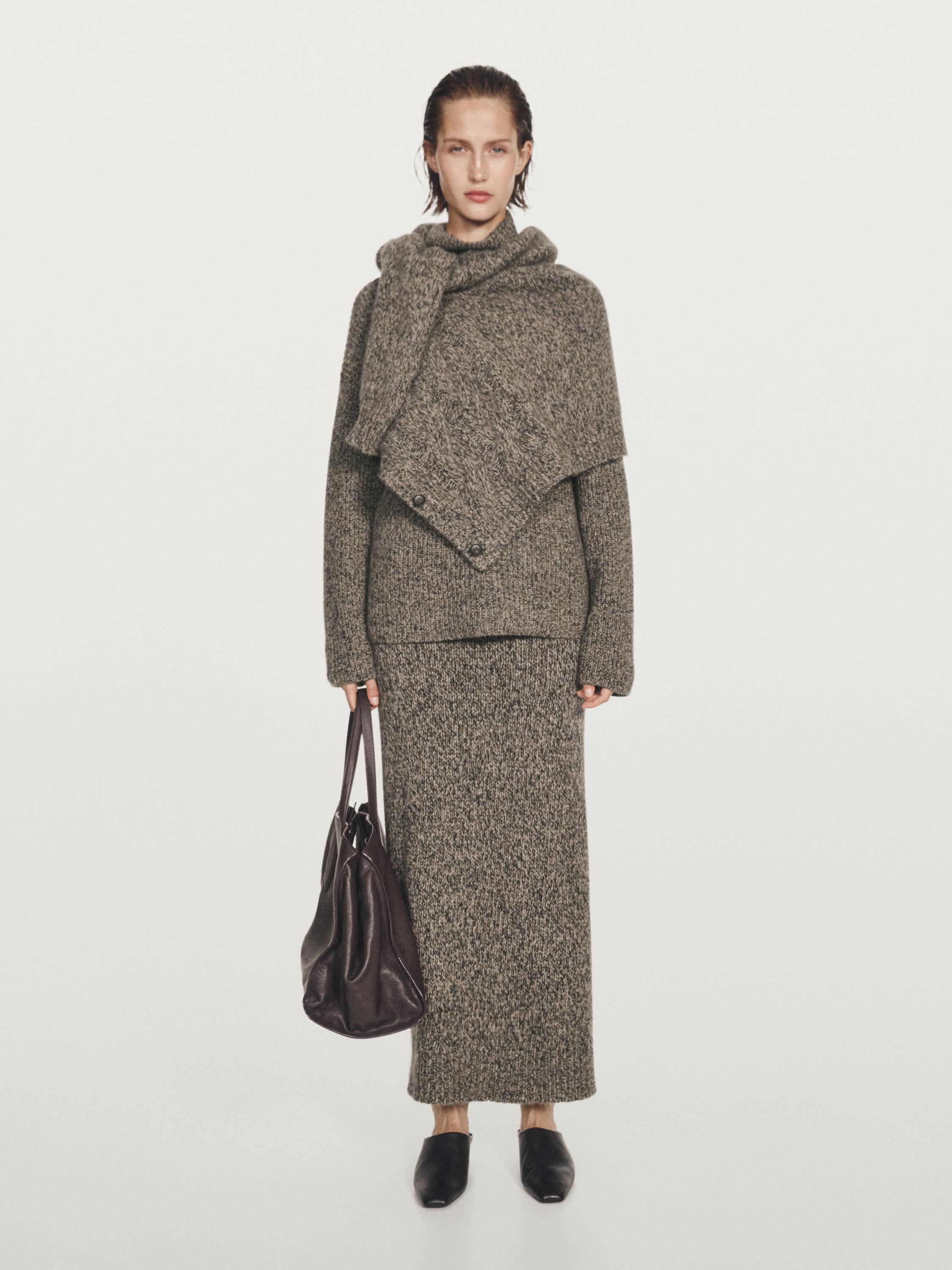 100% cashmere knit midi skirt