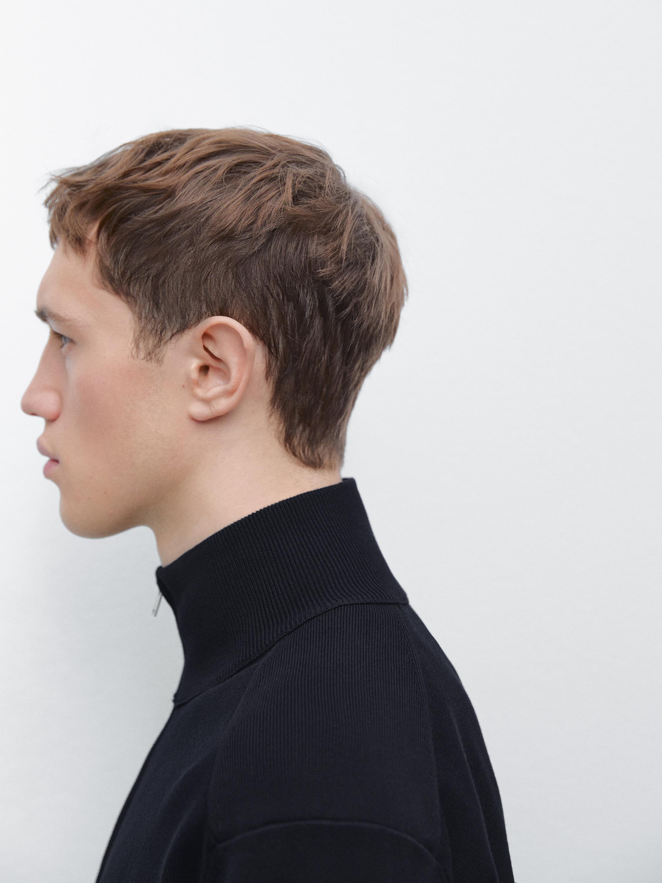 Fermuarlı pamuklu triko hırka