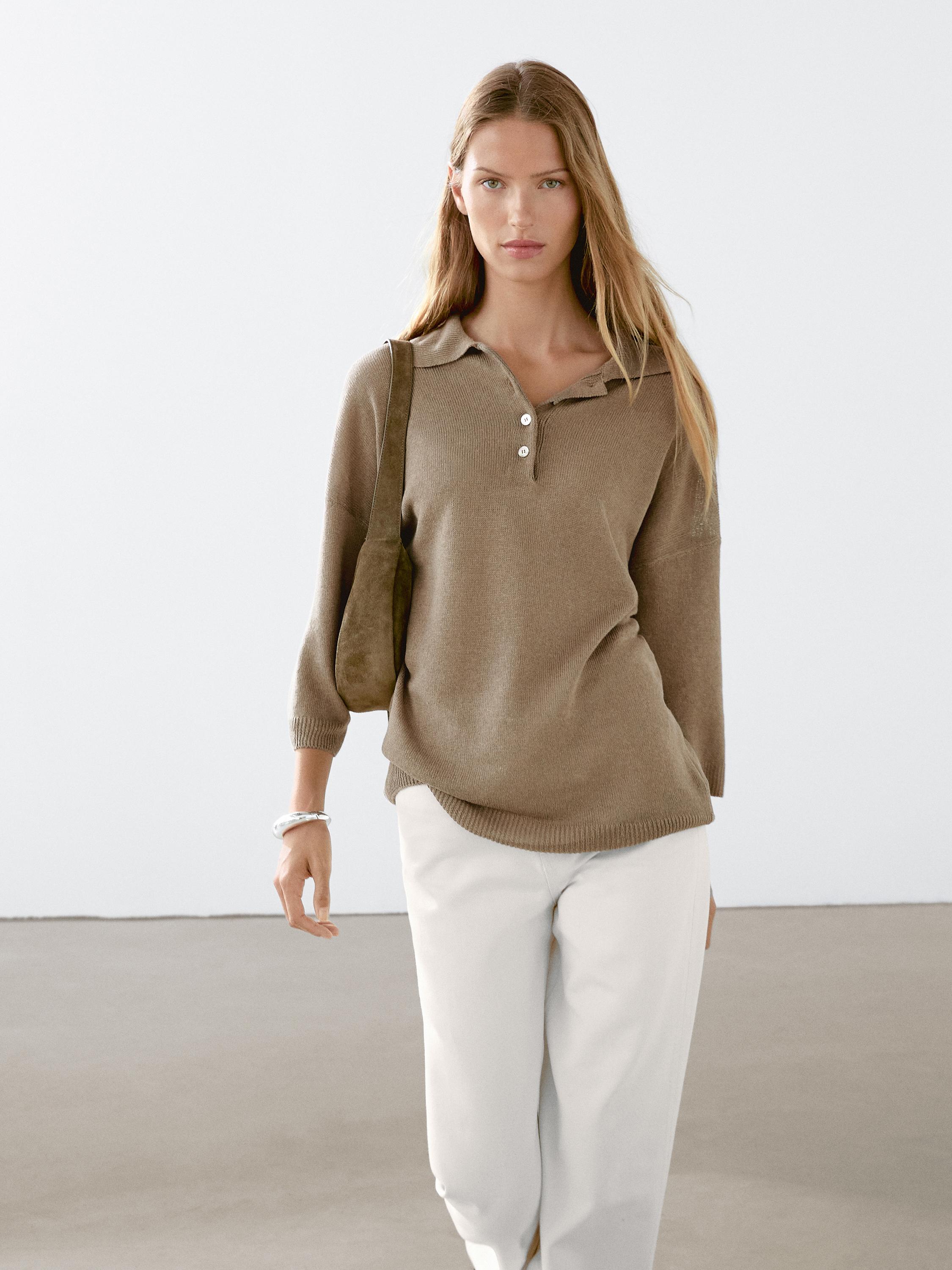 Pull en maille oversize à col polo