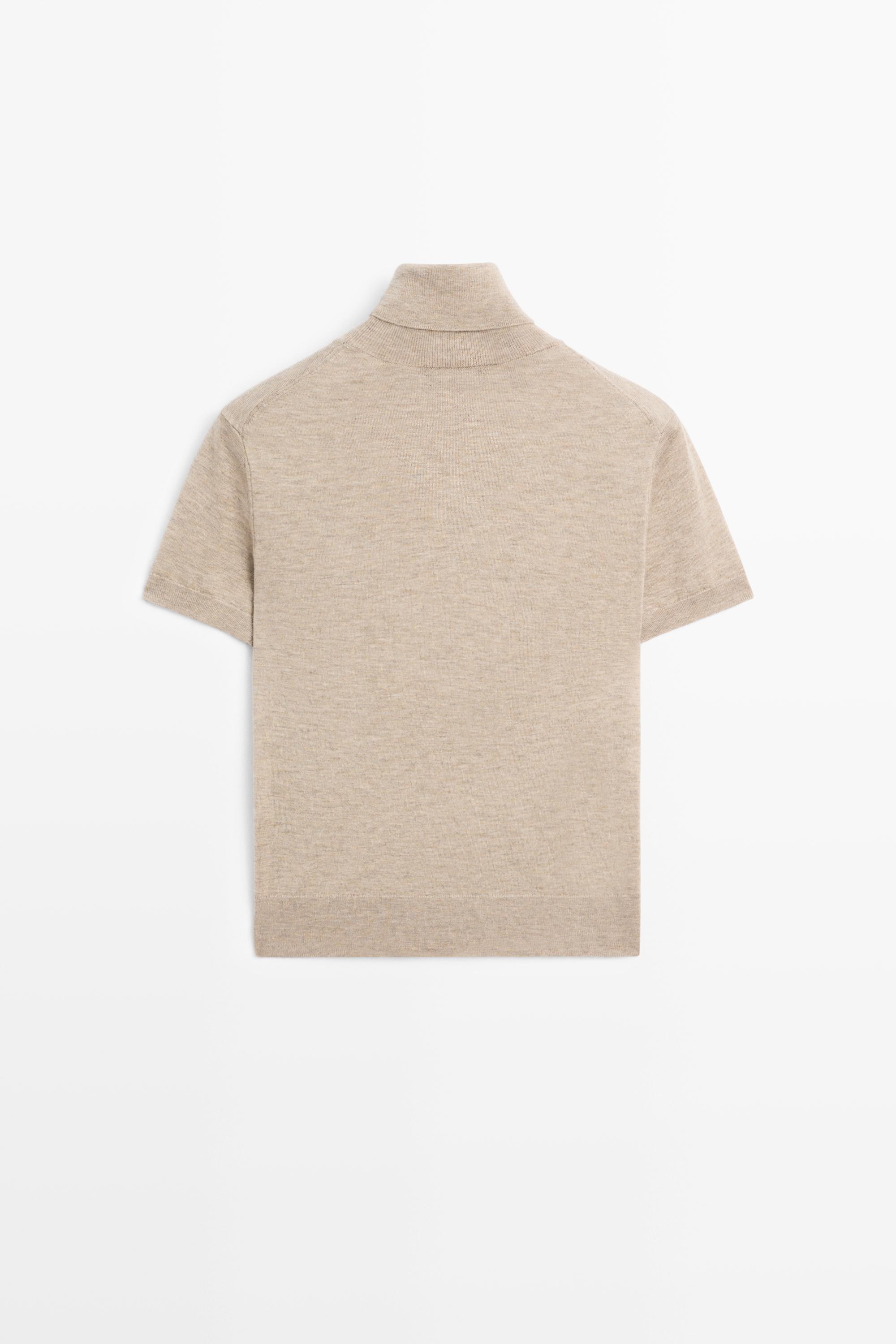 Turtleneck knit sweater — BEIGE MARL