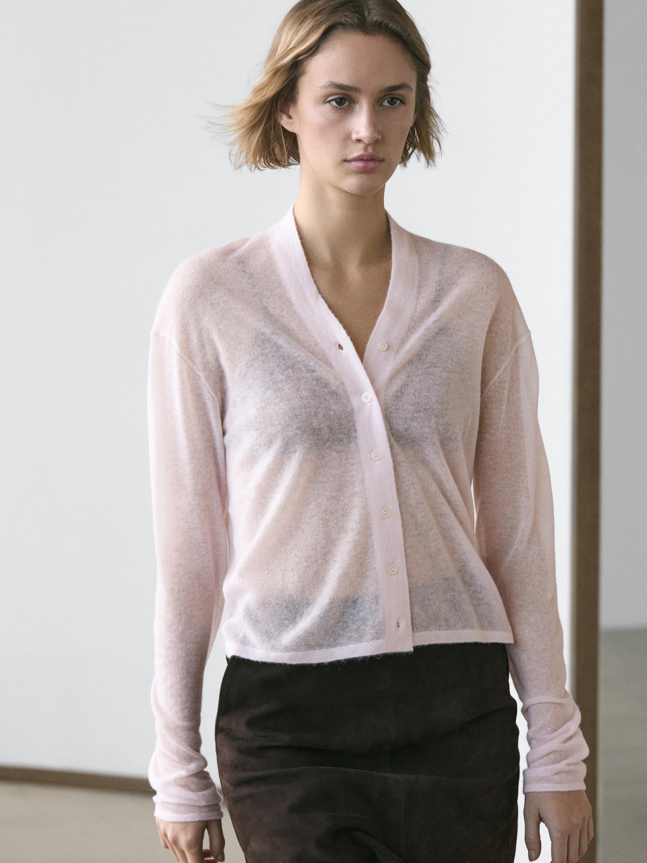 Wool blend knit cardigan