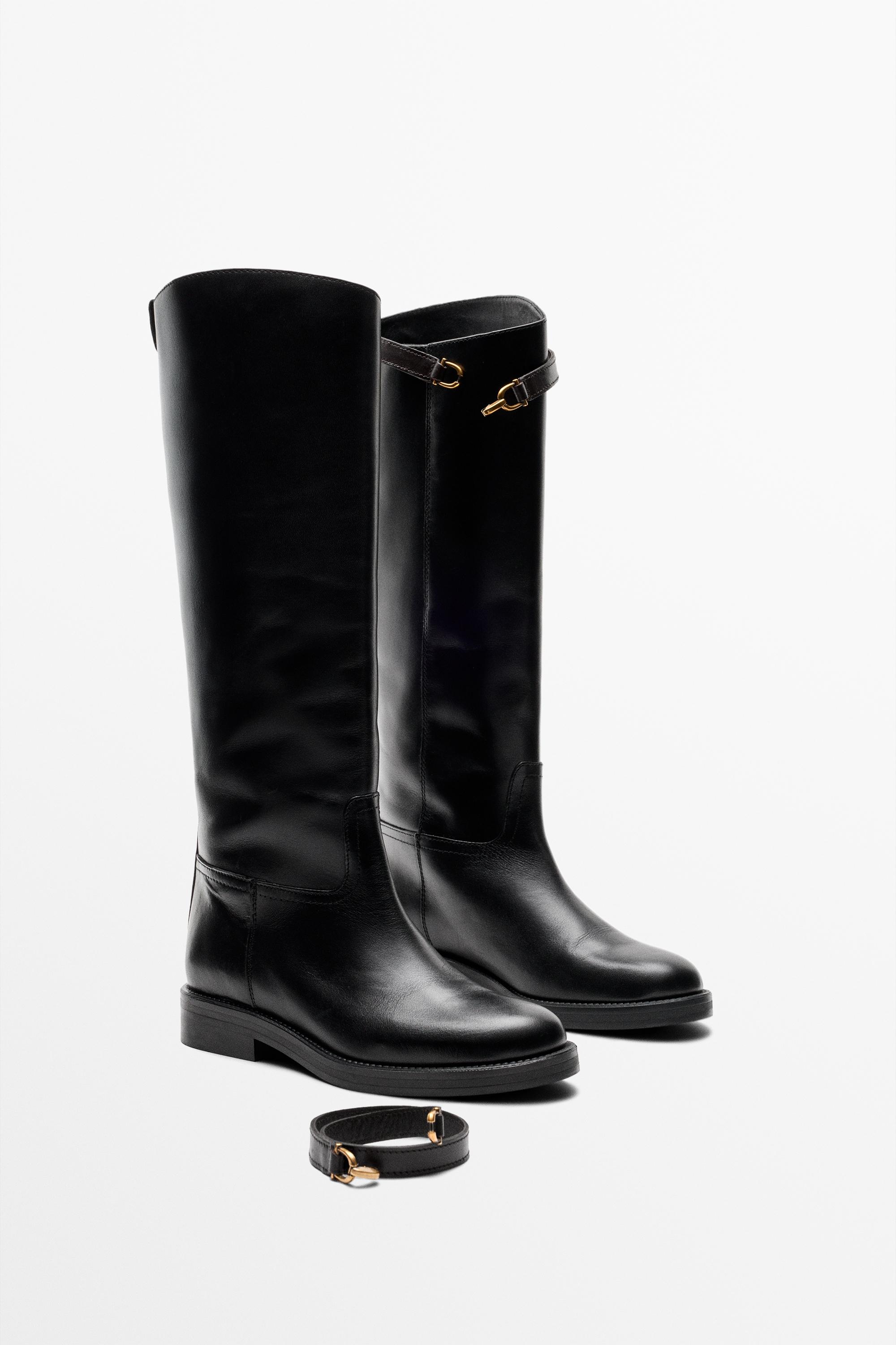 Leather riding boots — BLACK