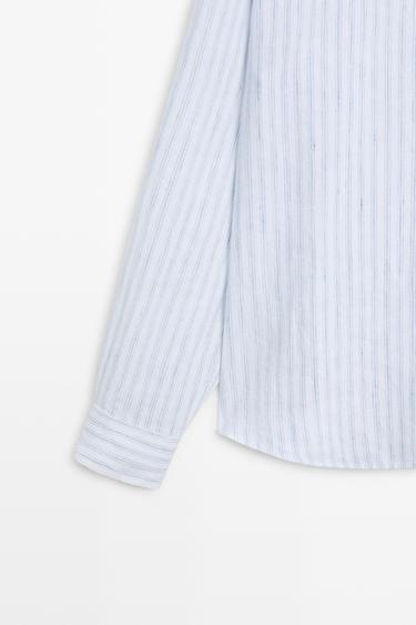 Extra-fine 100% linen striped shirt — Sky blue 7