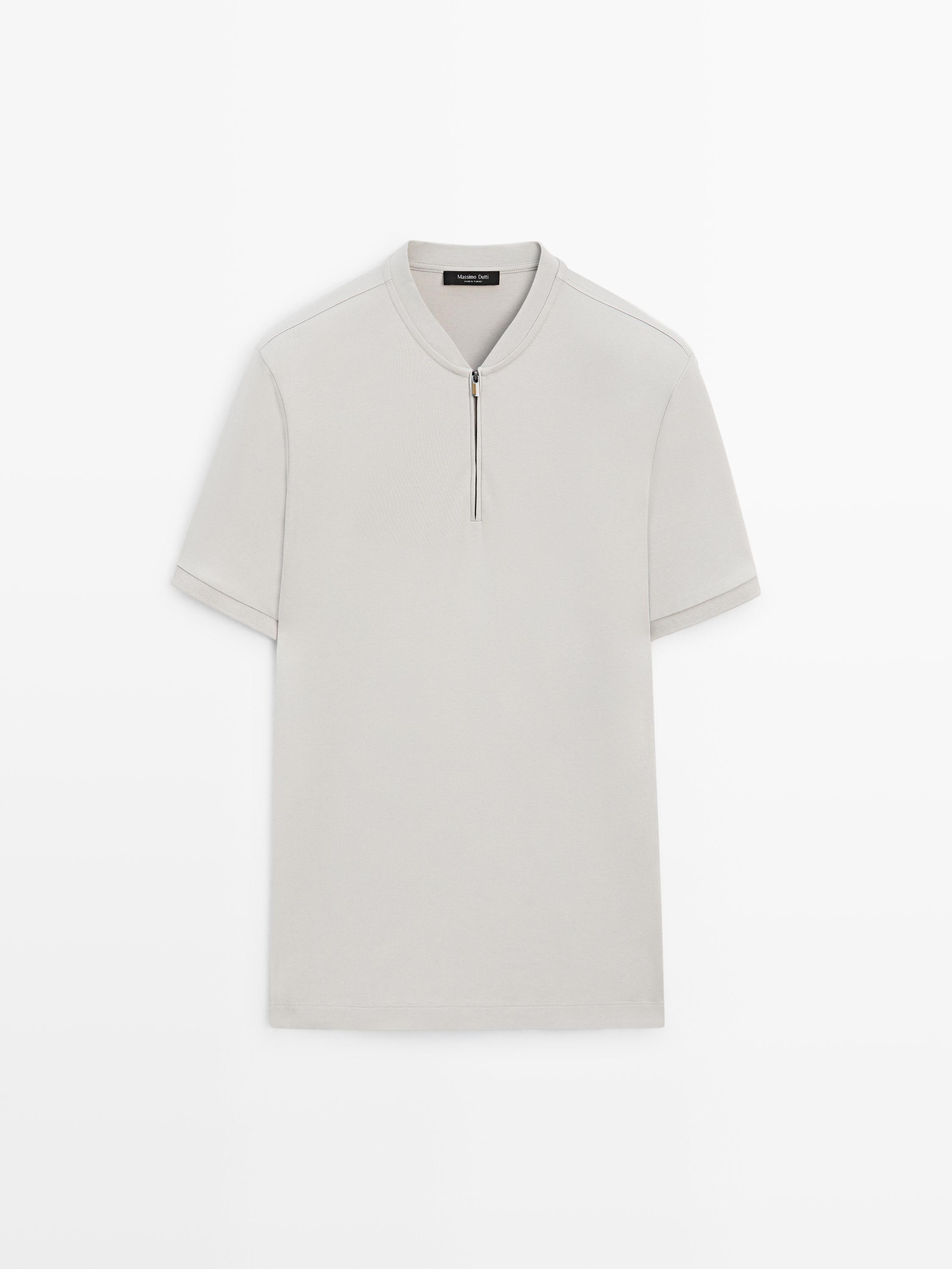 Polo col zippé en coton