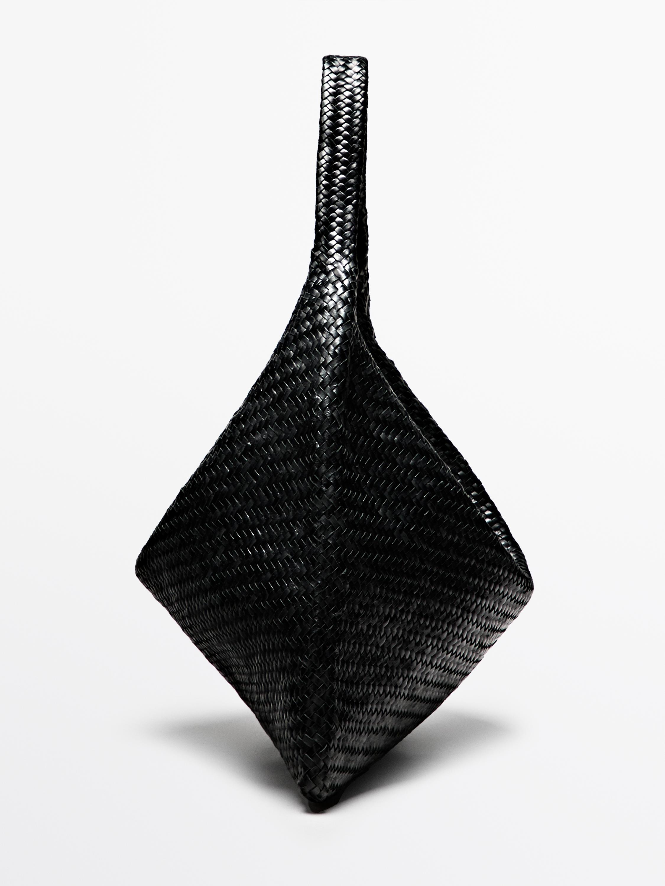 Nappa leather woven maxi tote bag