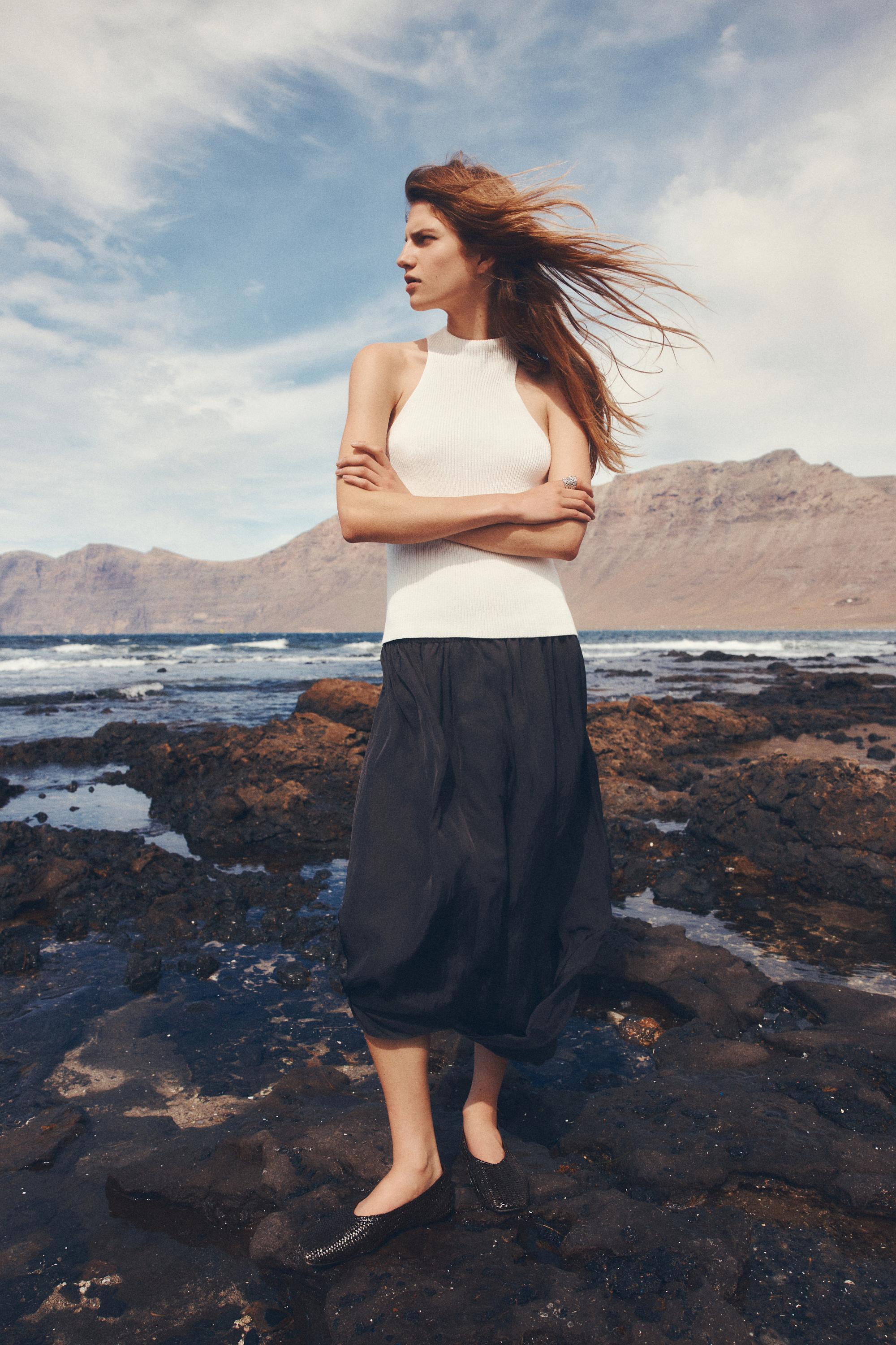 Braided leather ballet flats — BROWN