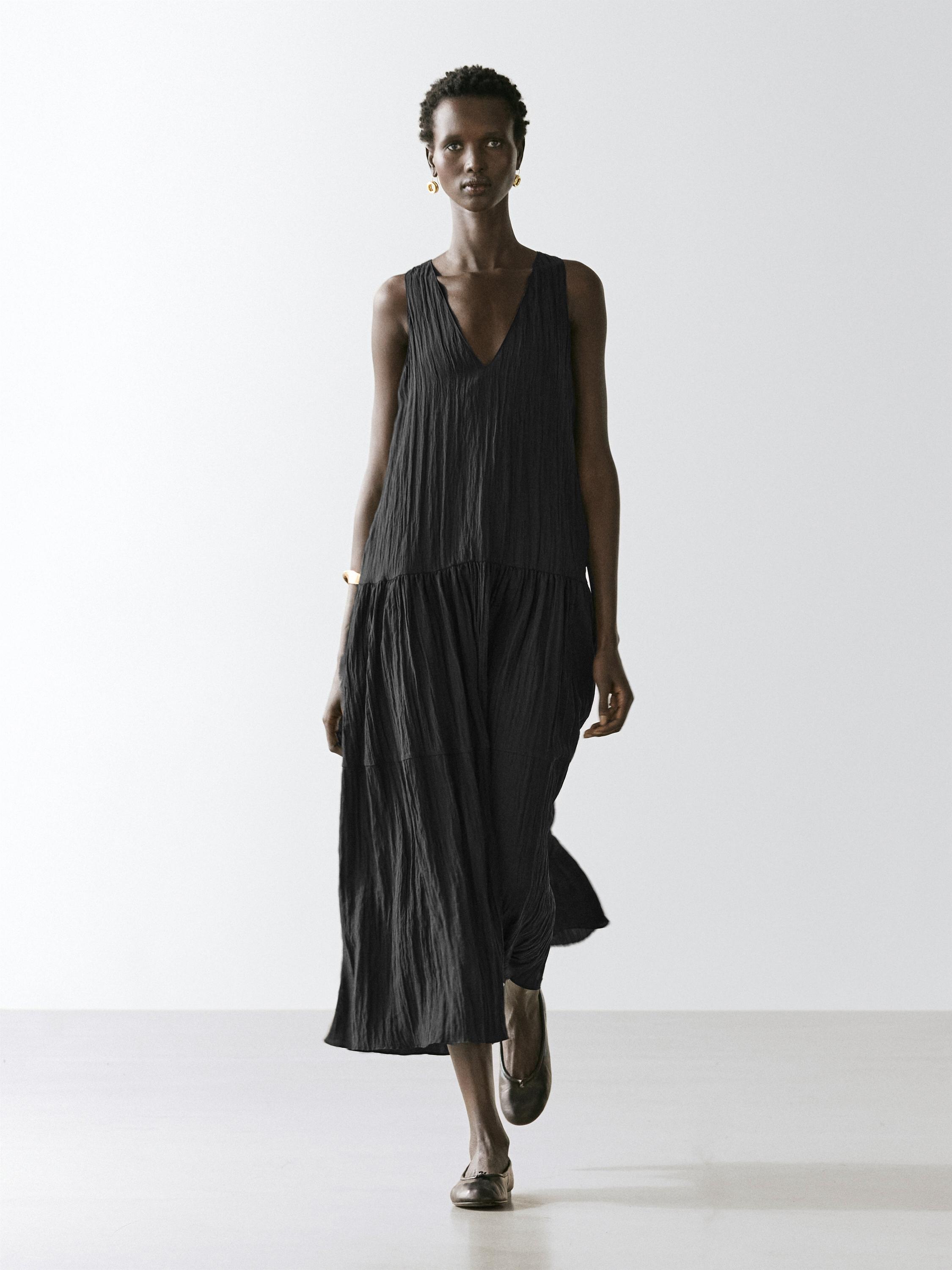 Robe midi fluide plissée