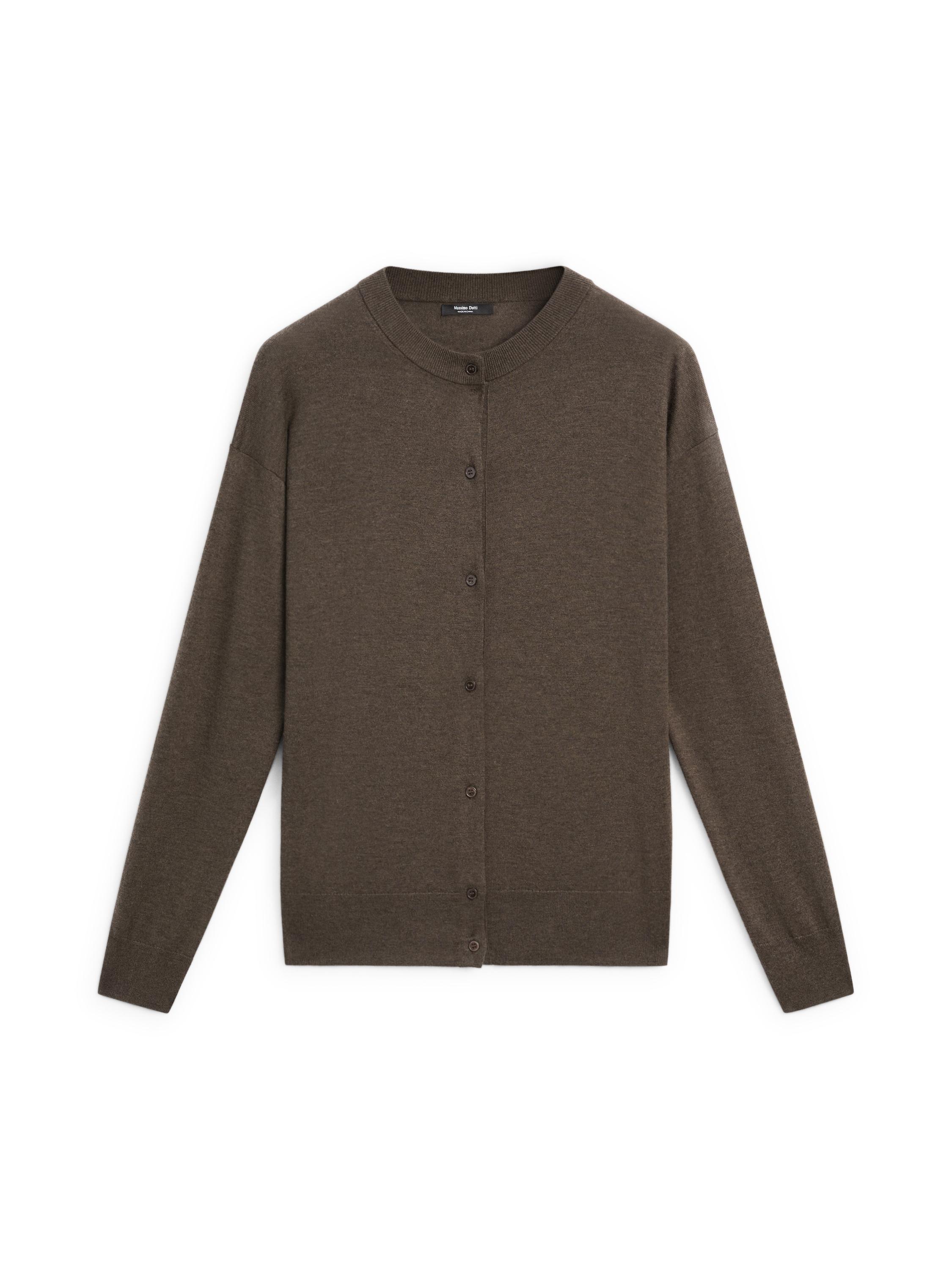 Long knit buttoned cardigan — MOLE BROWN
