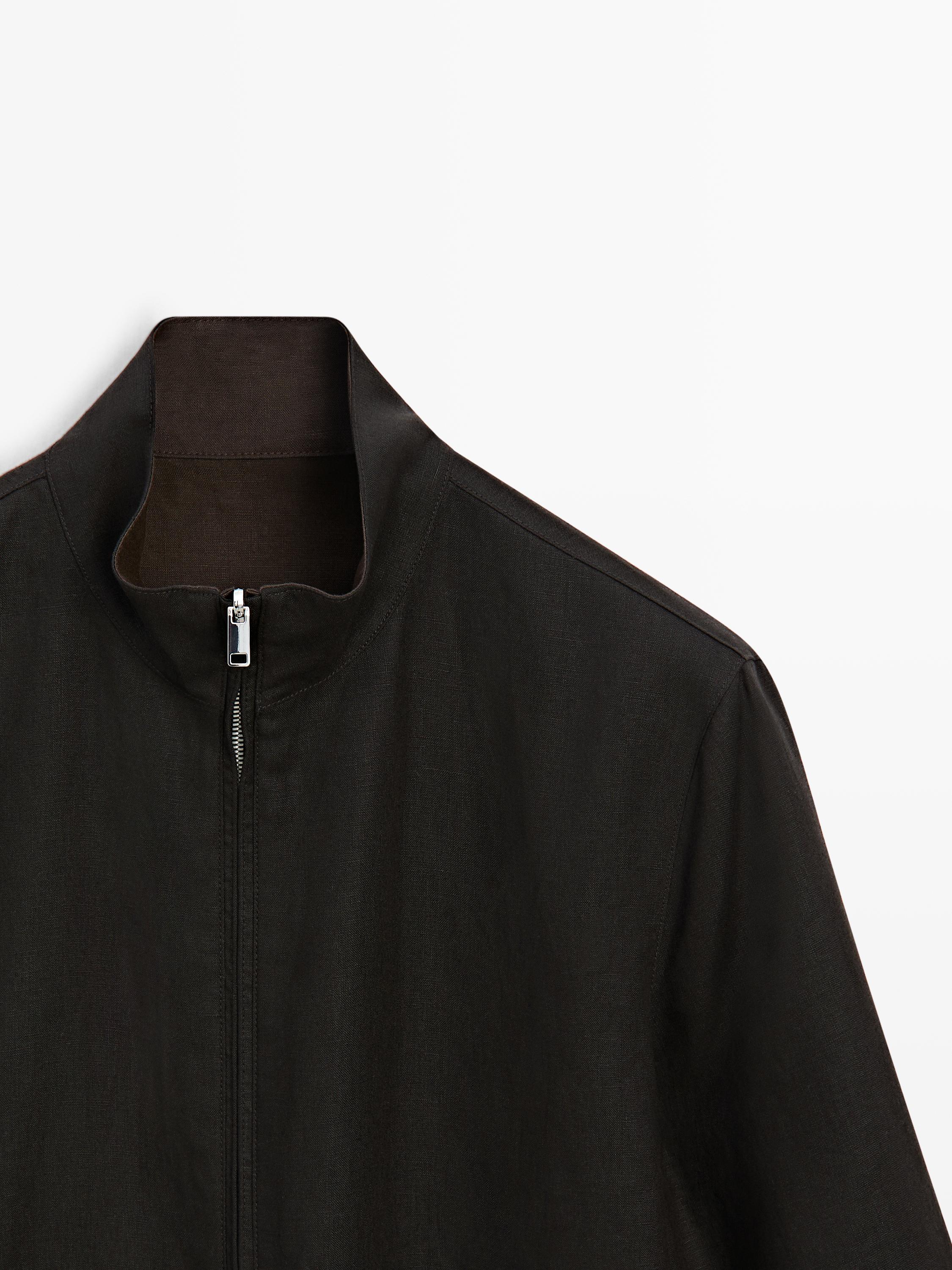 Reversible linen jacket — BLACK