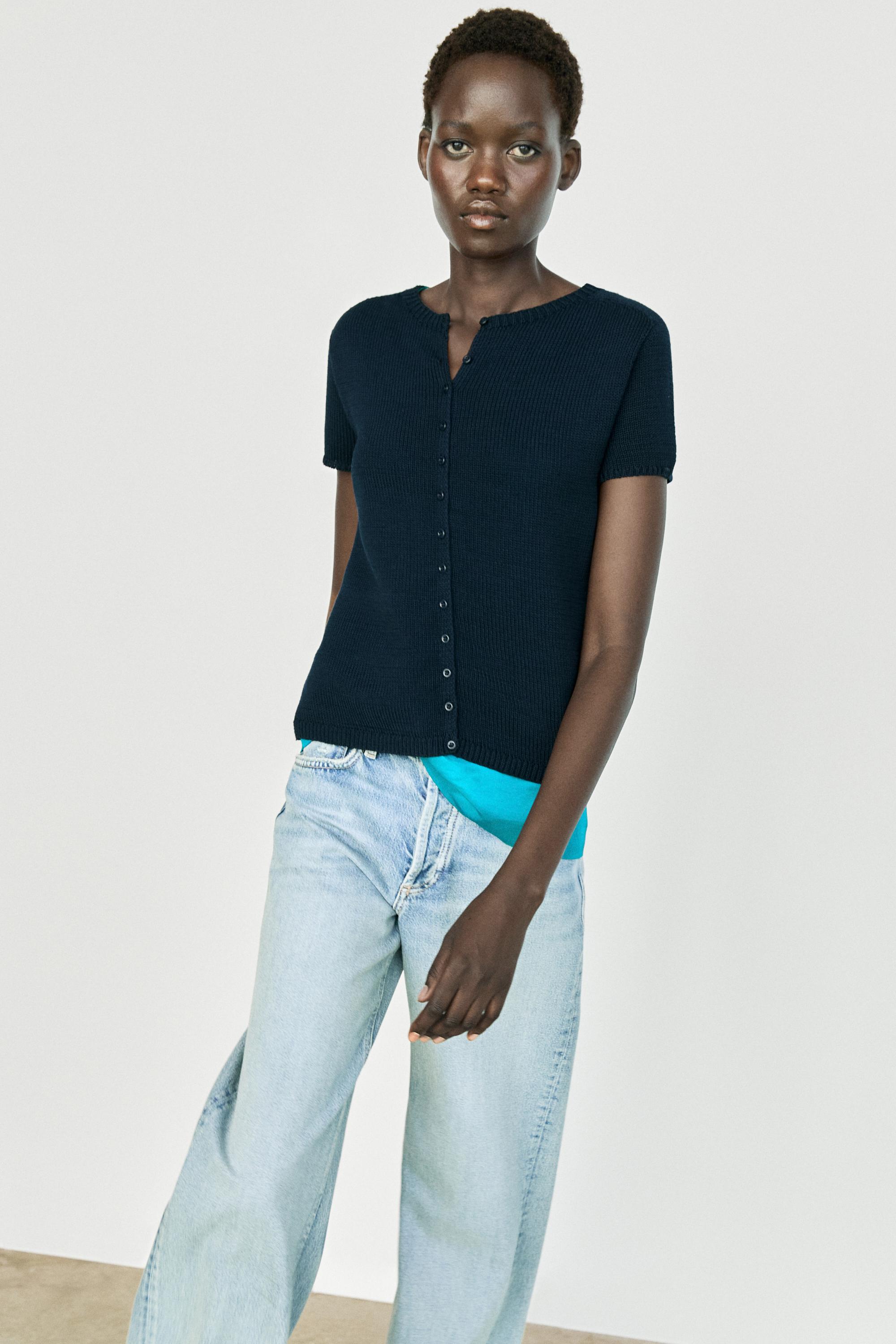 100% linen high-waist barrel fit jeans — Light Blue