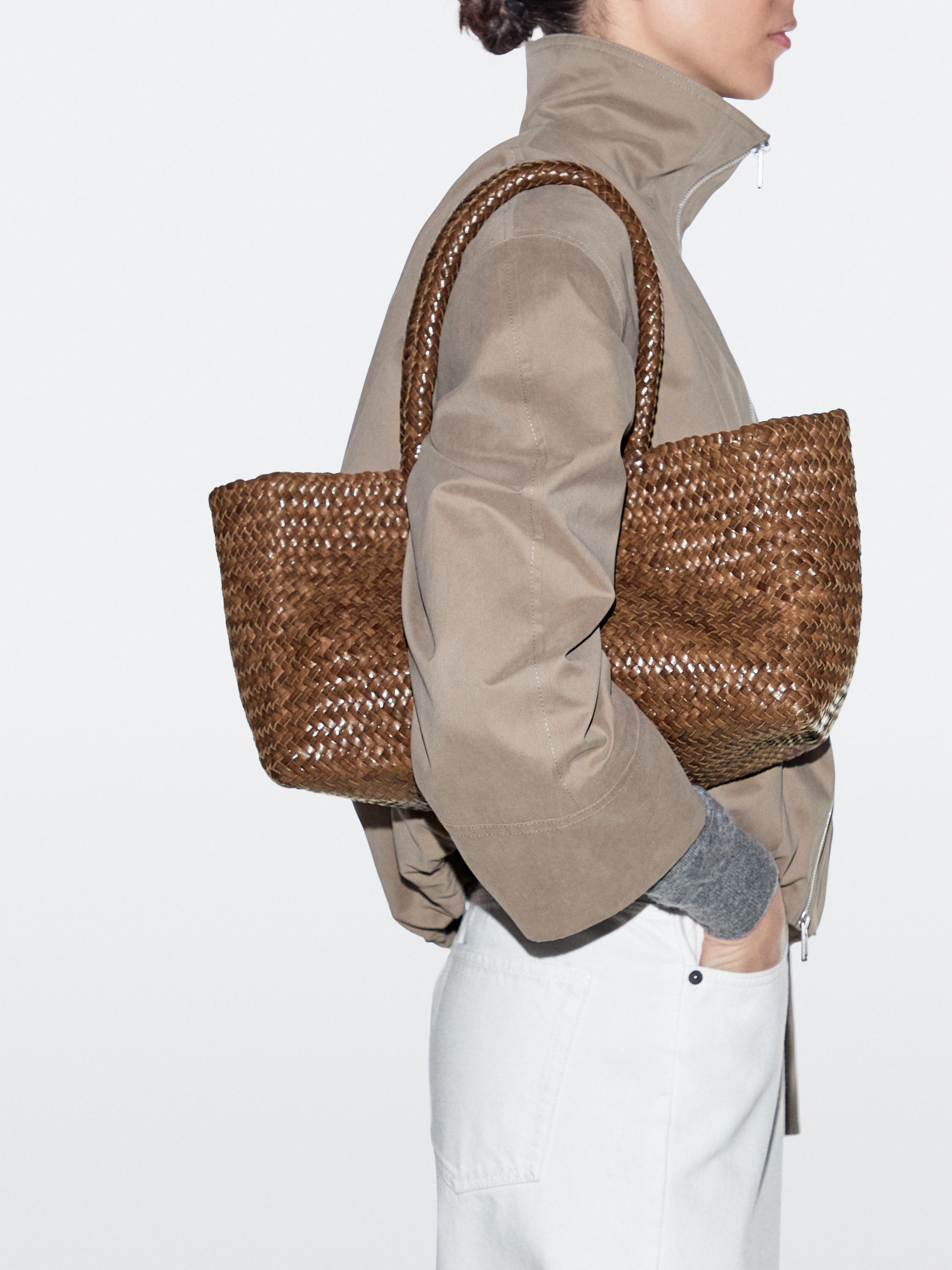 Medium braided nappa leather tote bag — LEATHER