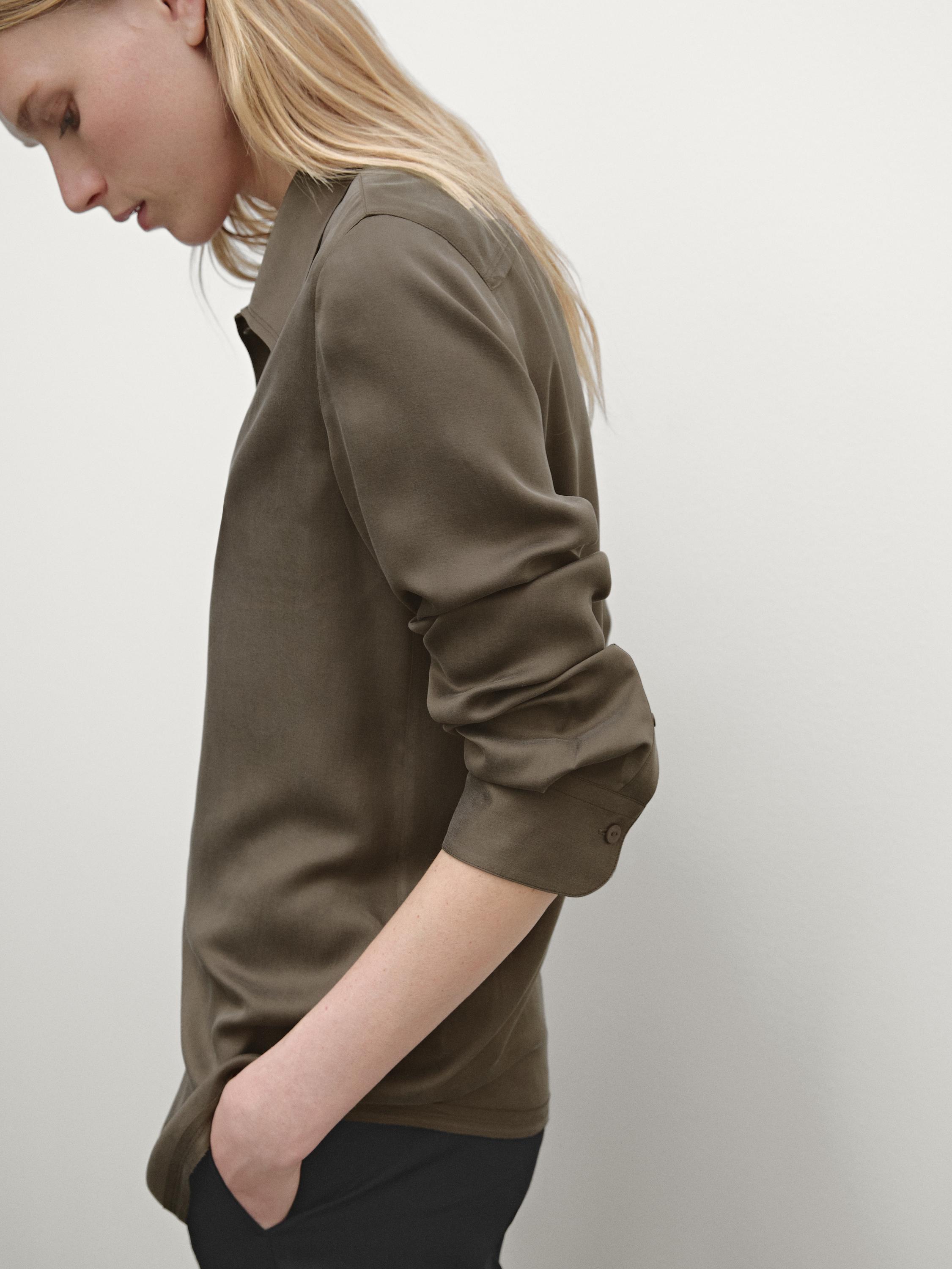 Satin mulberry silk blend shirt