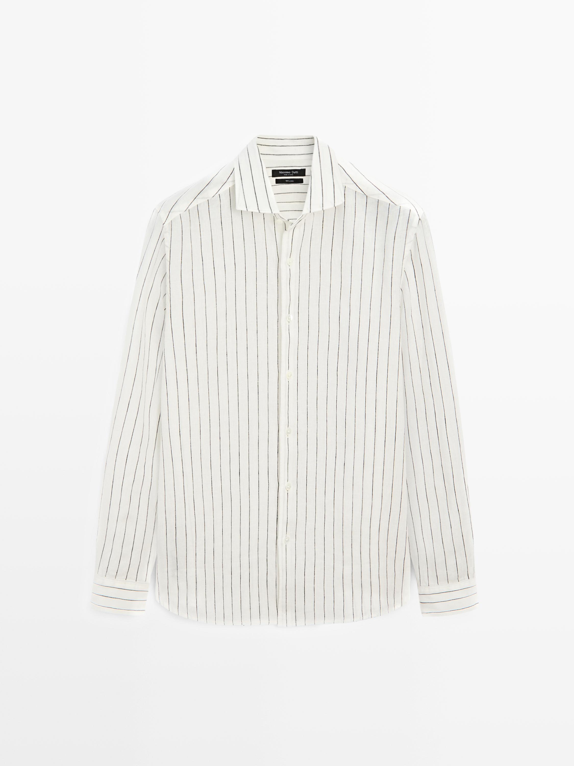Striped slim fit linen shirt