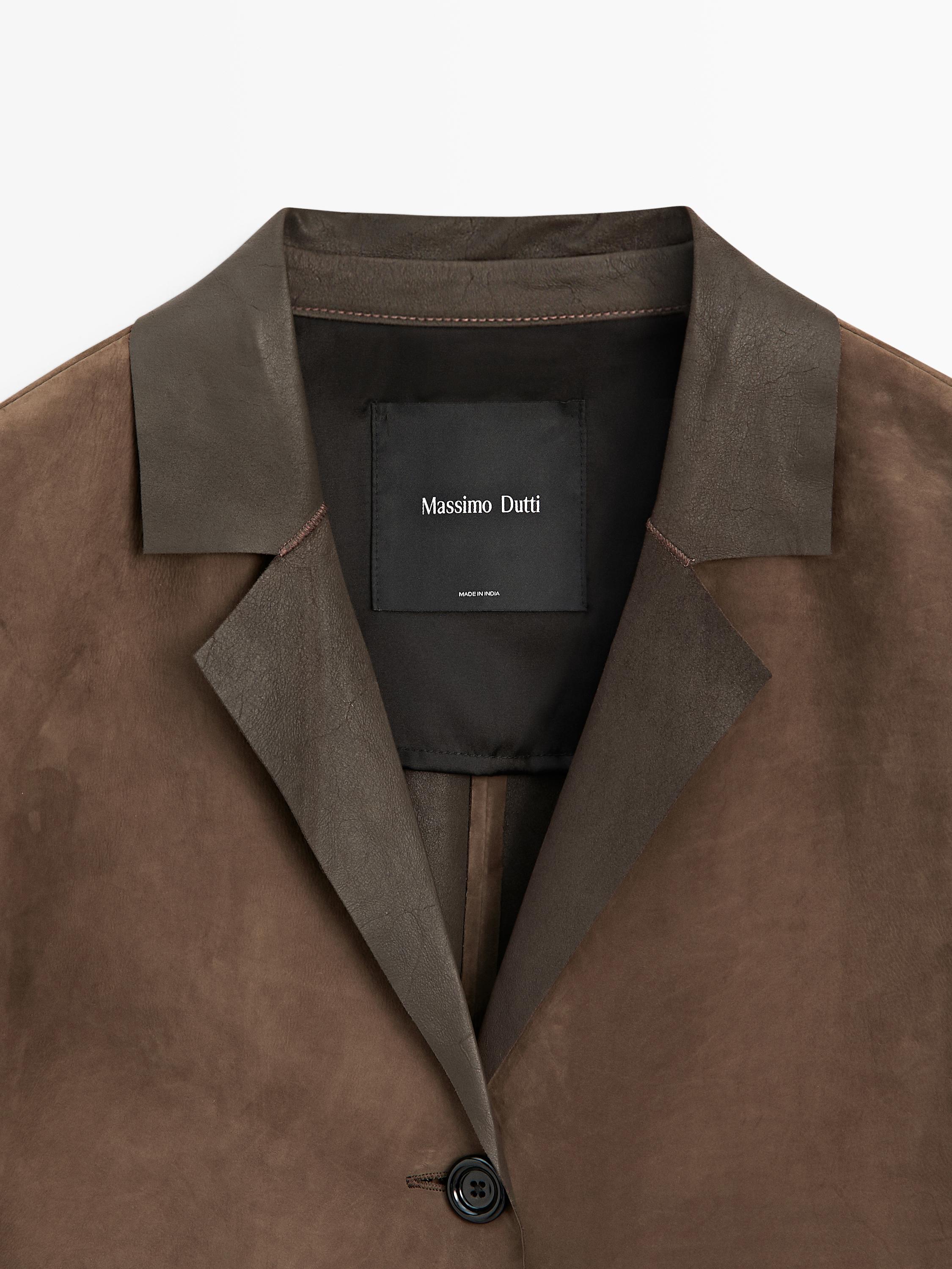 Long suede leather coat — BROWN