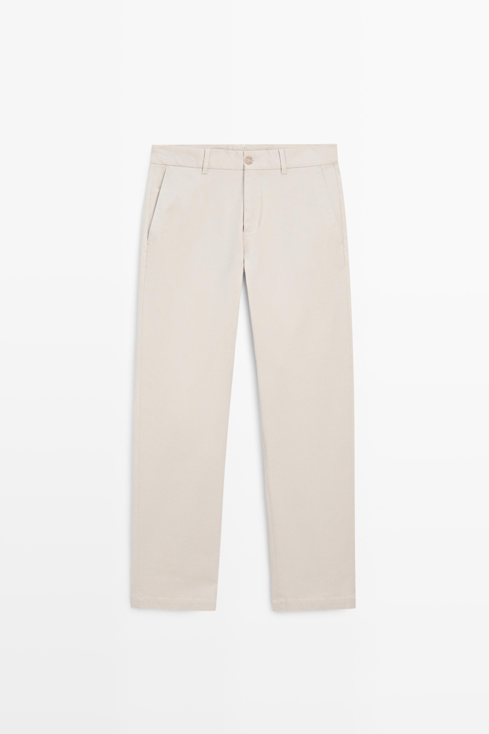 Cotton blend tapered fit trousers
