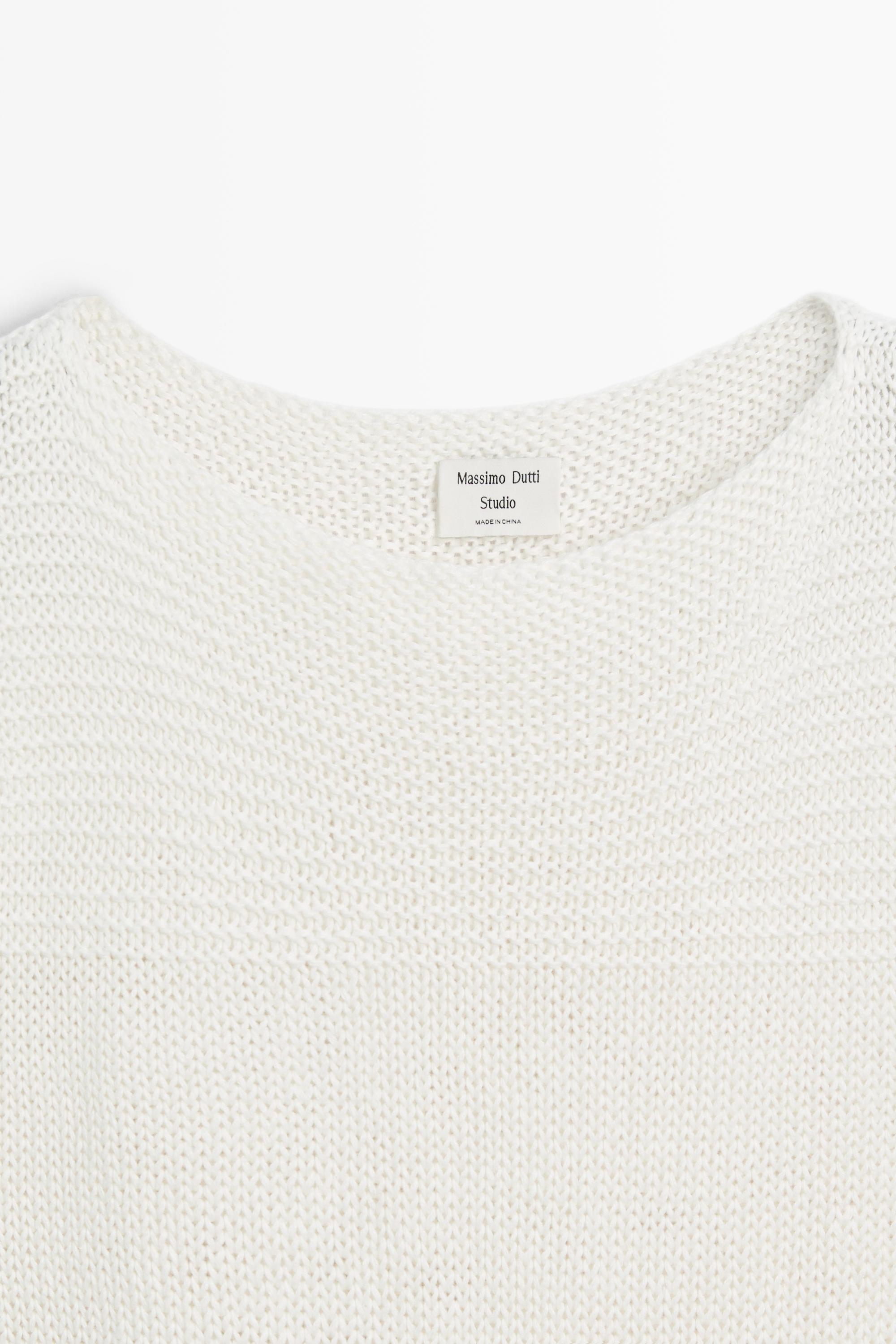 Fringe detail knit top - STUDIO — WHITE