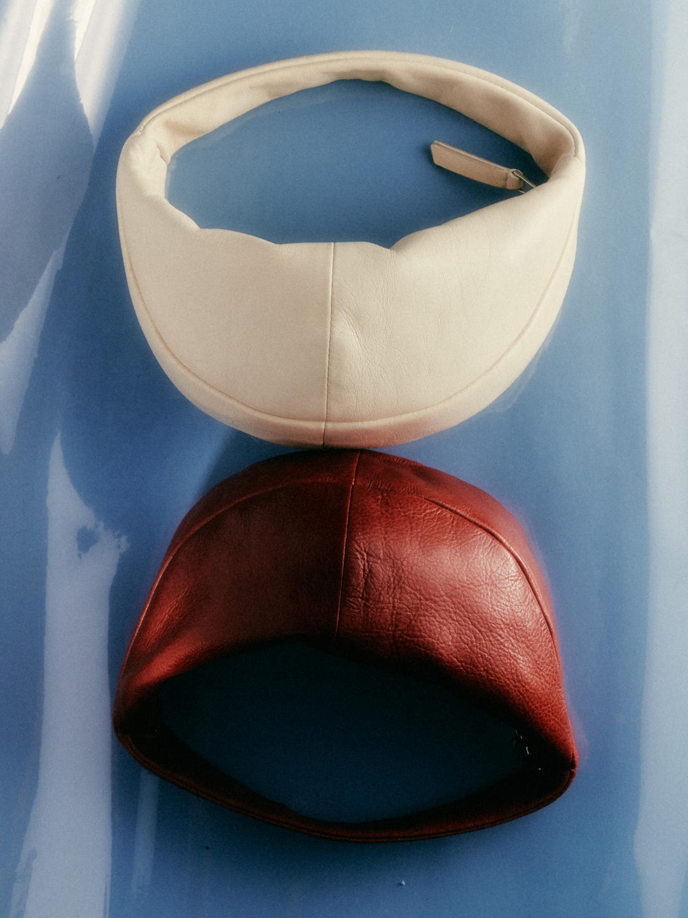 Mini nappa leather half-moon bag — WHITE