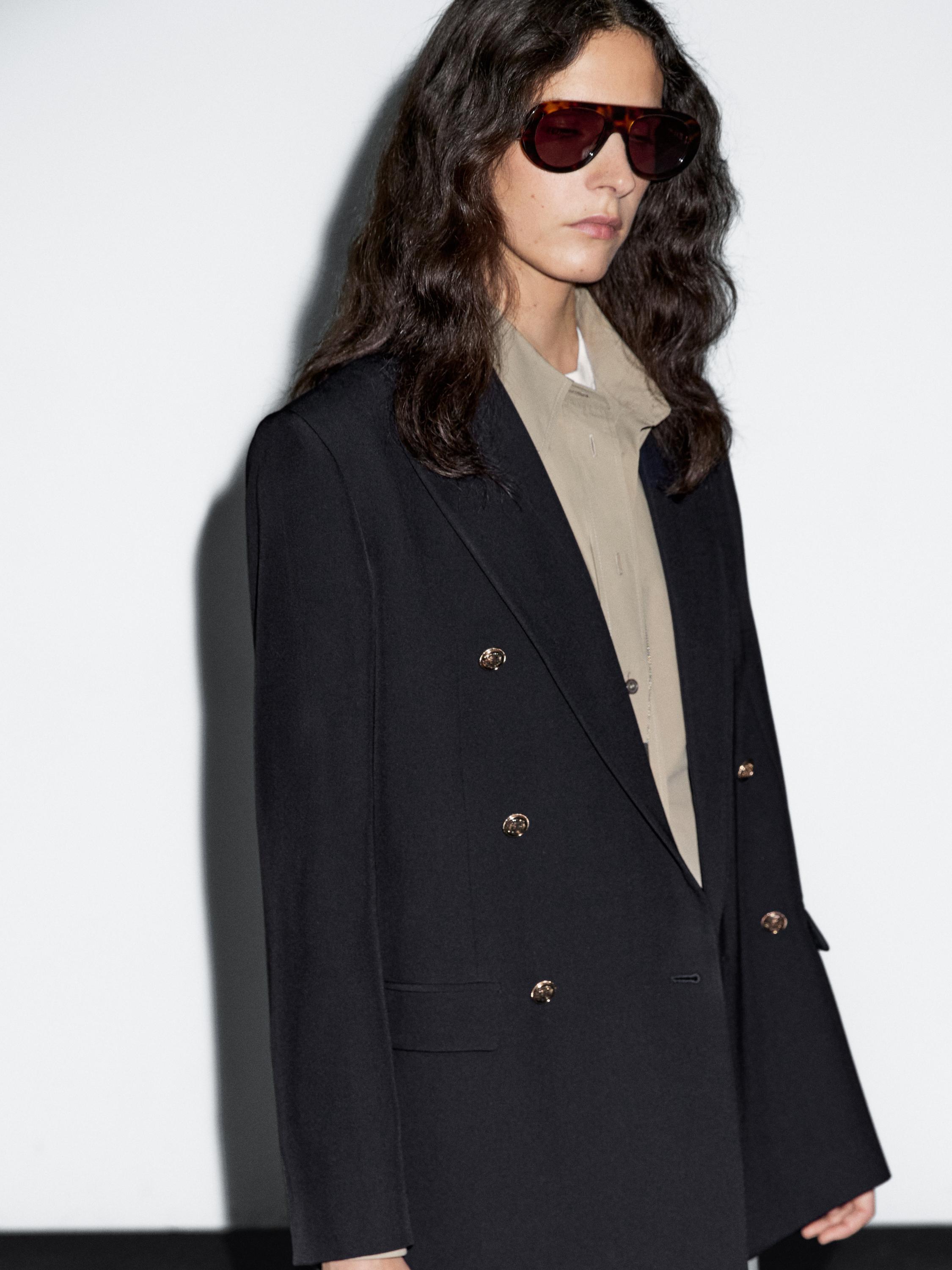 Wool blend blazer with gold buttons