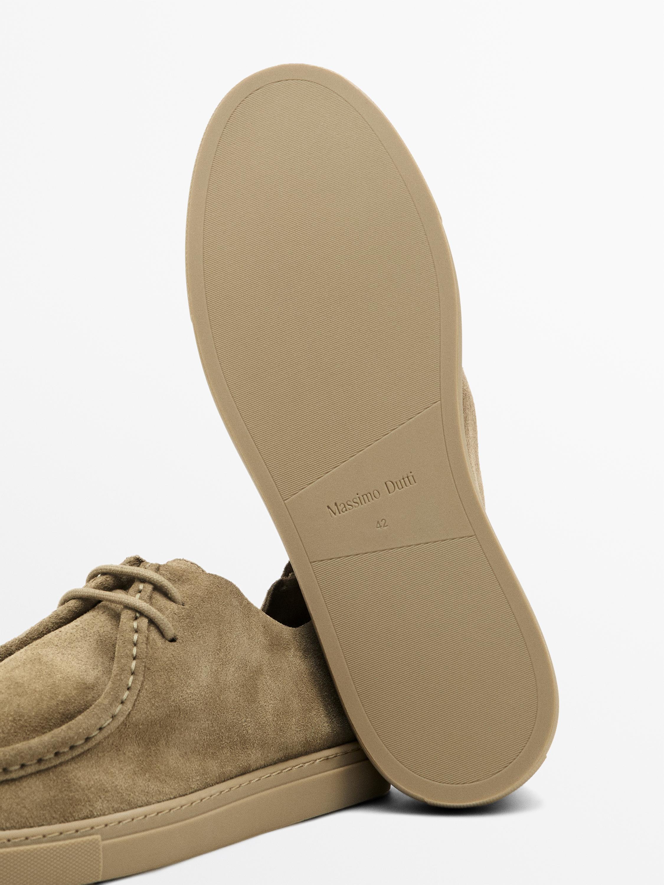 Soft leather moc toe shoes — SAND