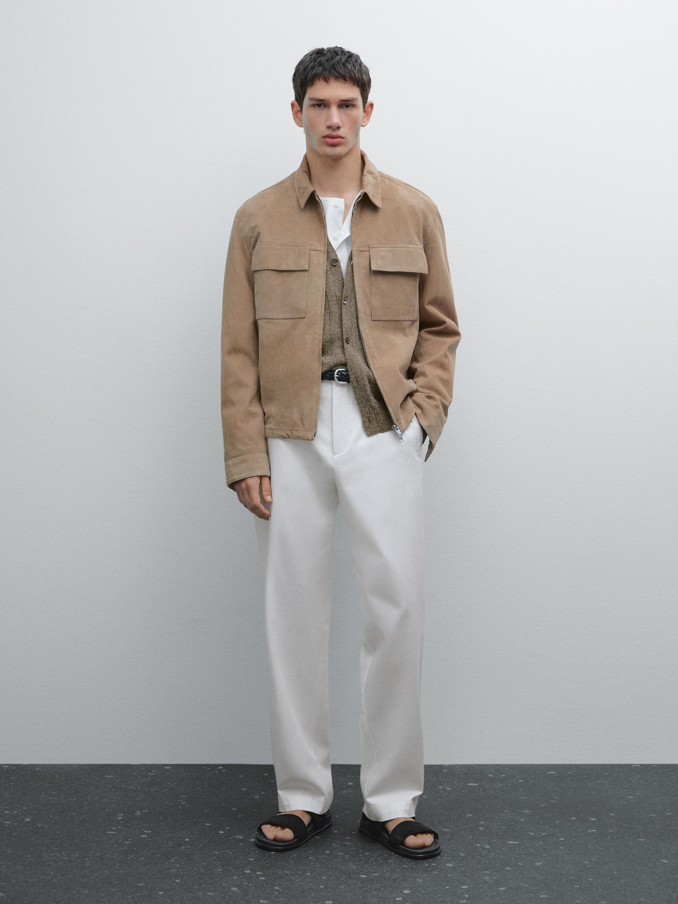 Pantalón straight fit mezcla algodón