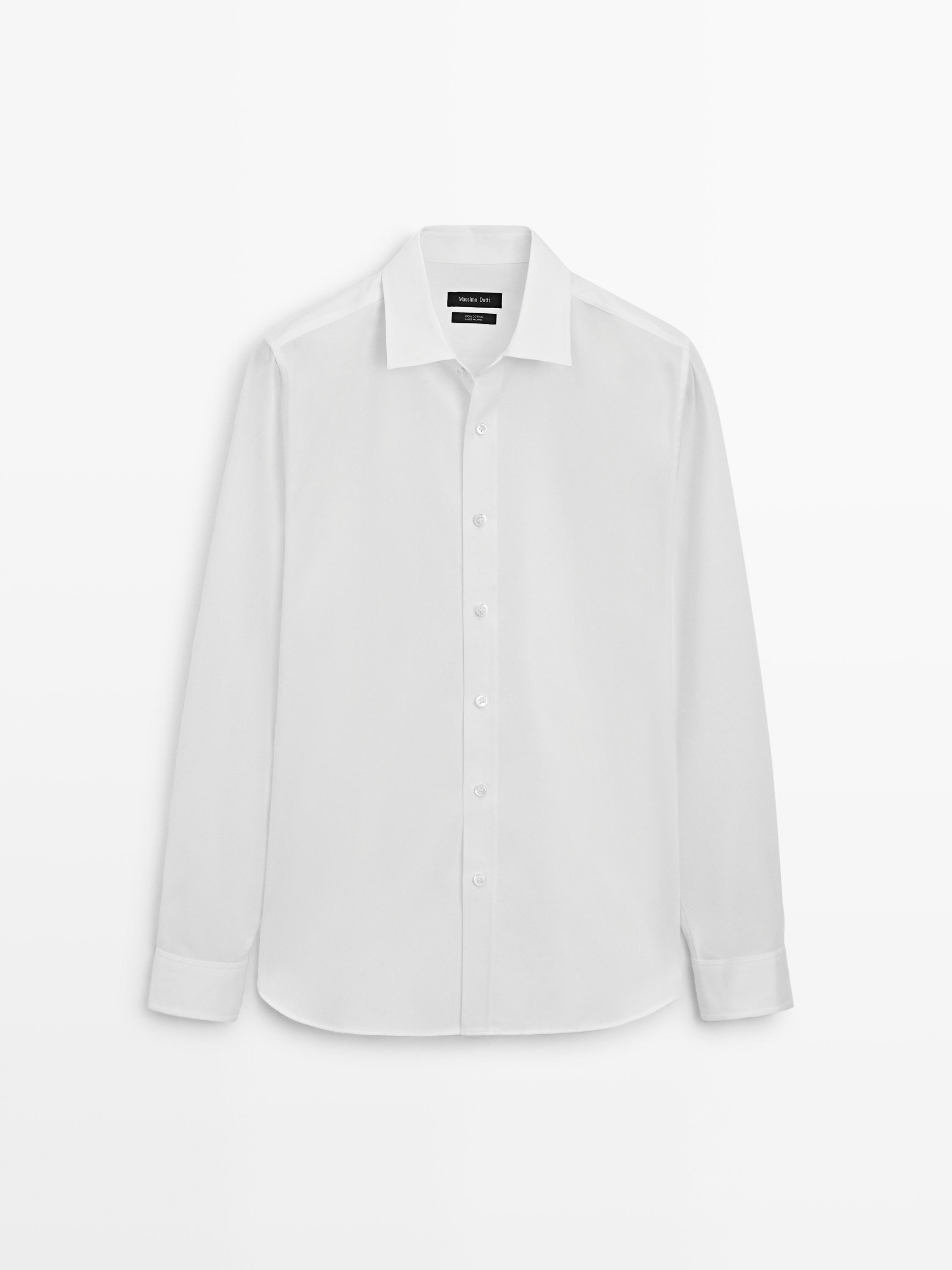 Slim fit 100% cotton shirt — WHITE