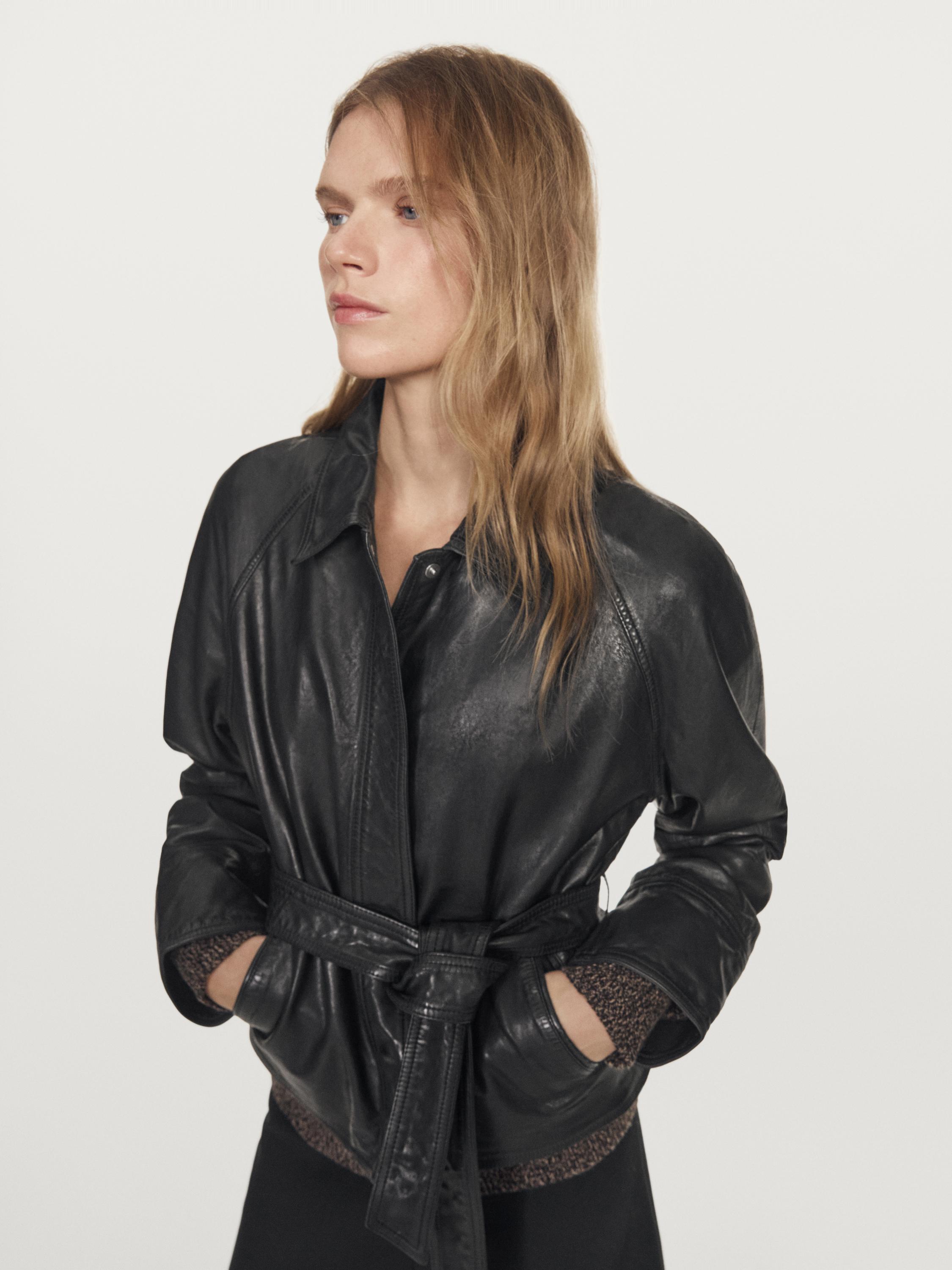 Nappa leather belt jacket