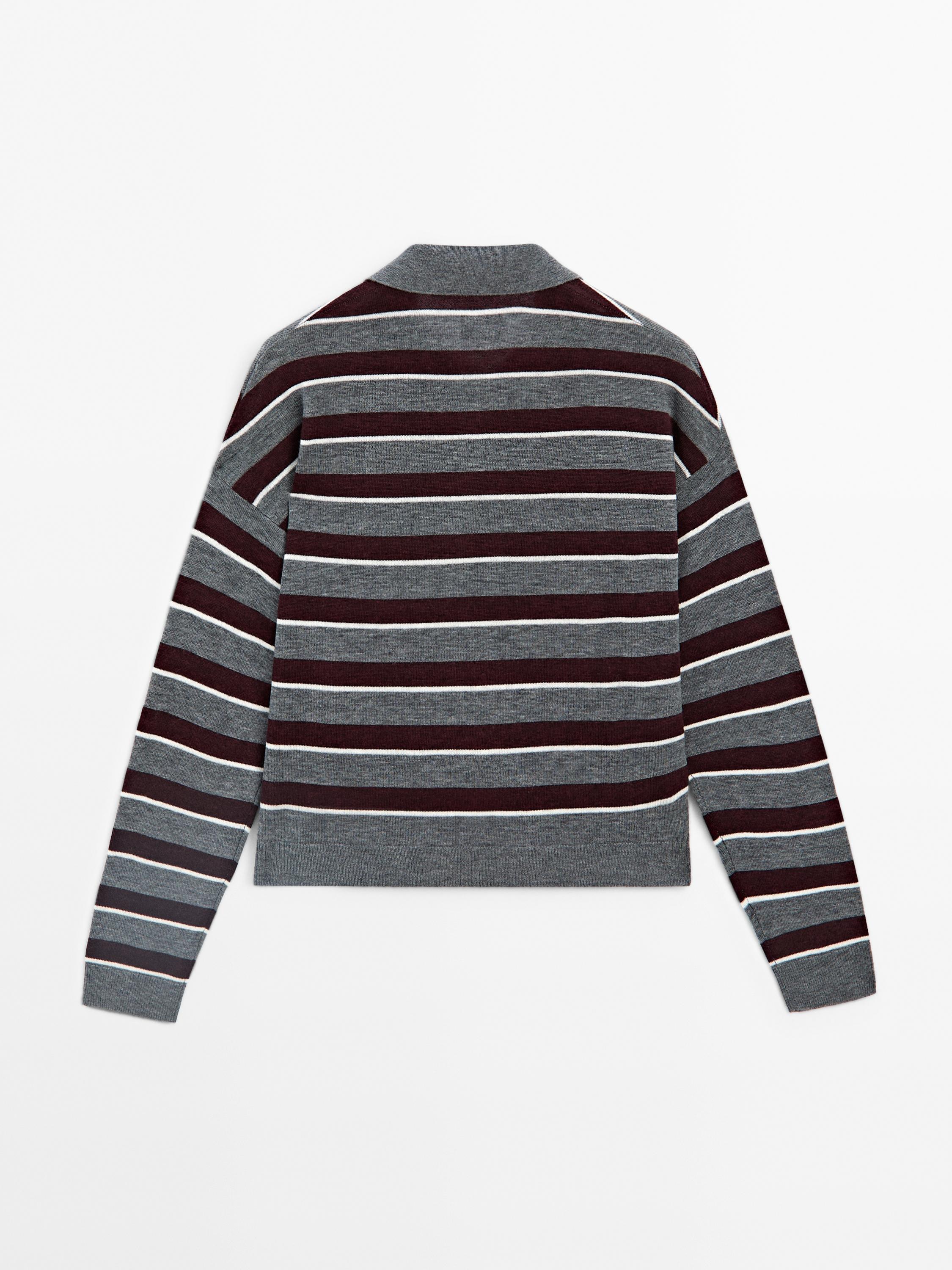 Knit sweater with polo collar and buttons