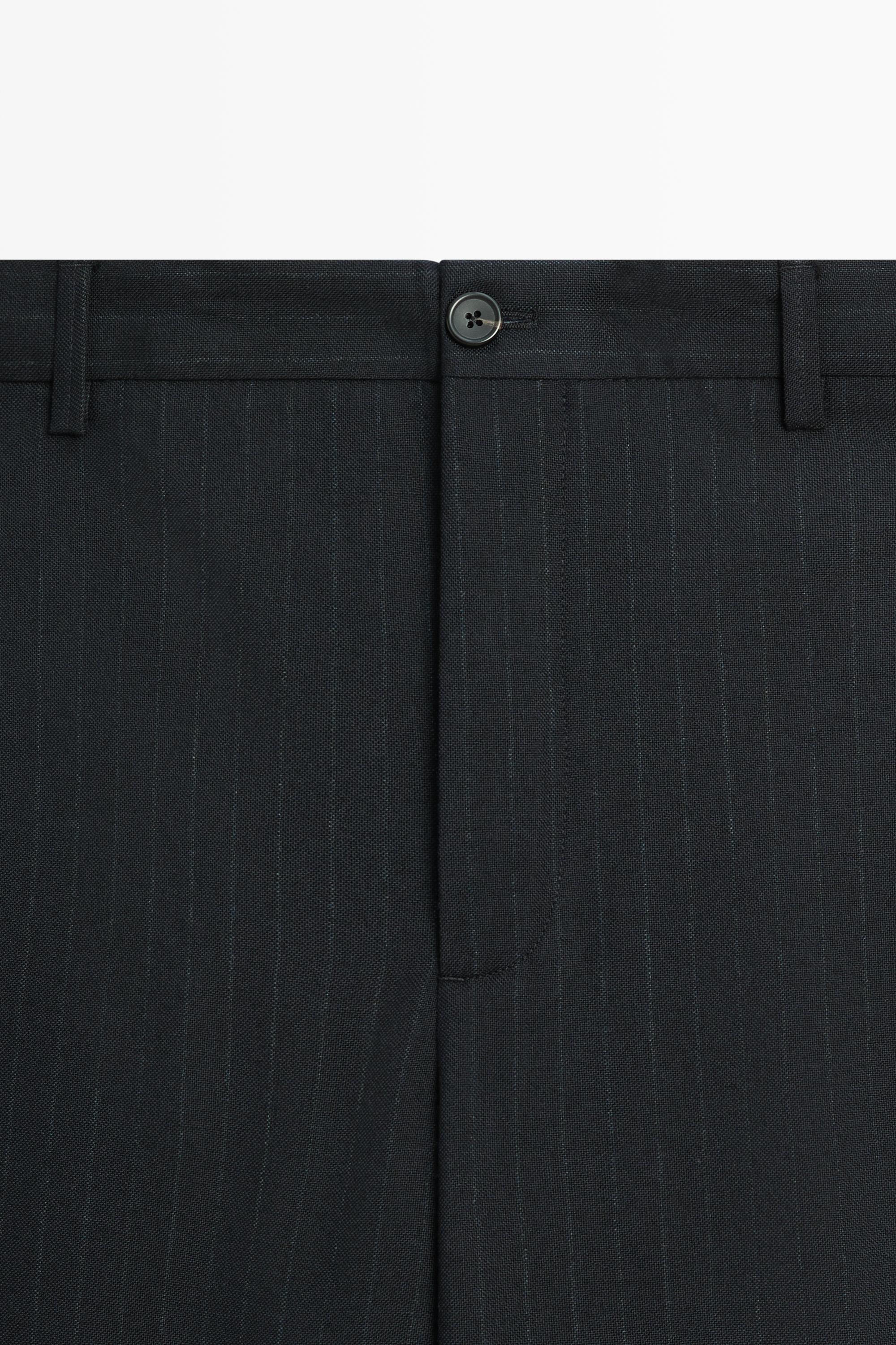 100% wool striped relaxed fit trousers — NAVY BLUE
