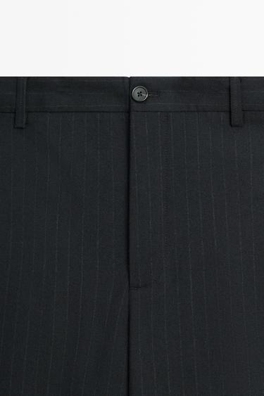 100% wool striped relaxed fit trousers — NAVY BLUE 4