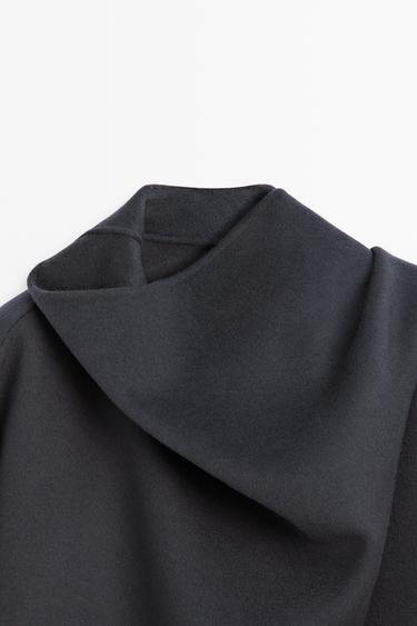 Mid-length coat with scarf detail — MEDIUM BLUE 9