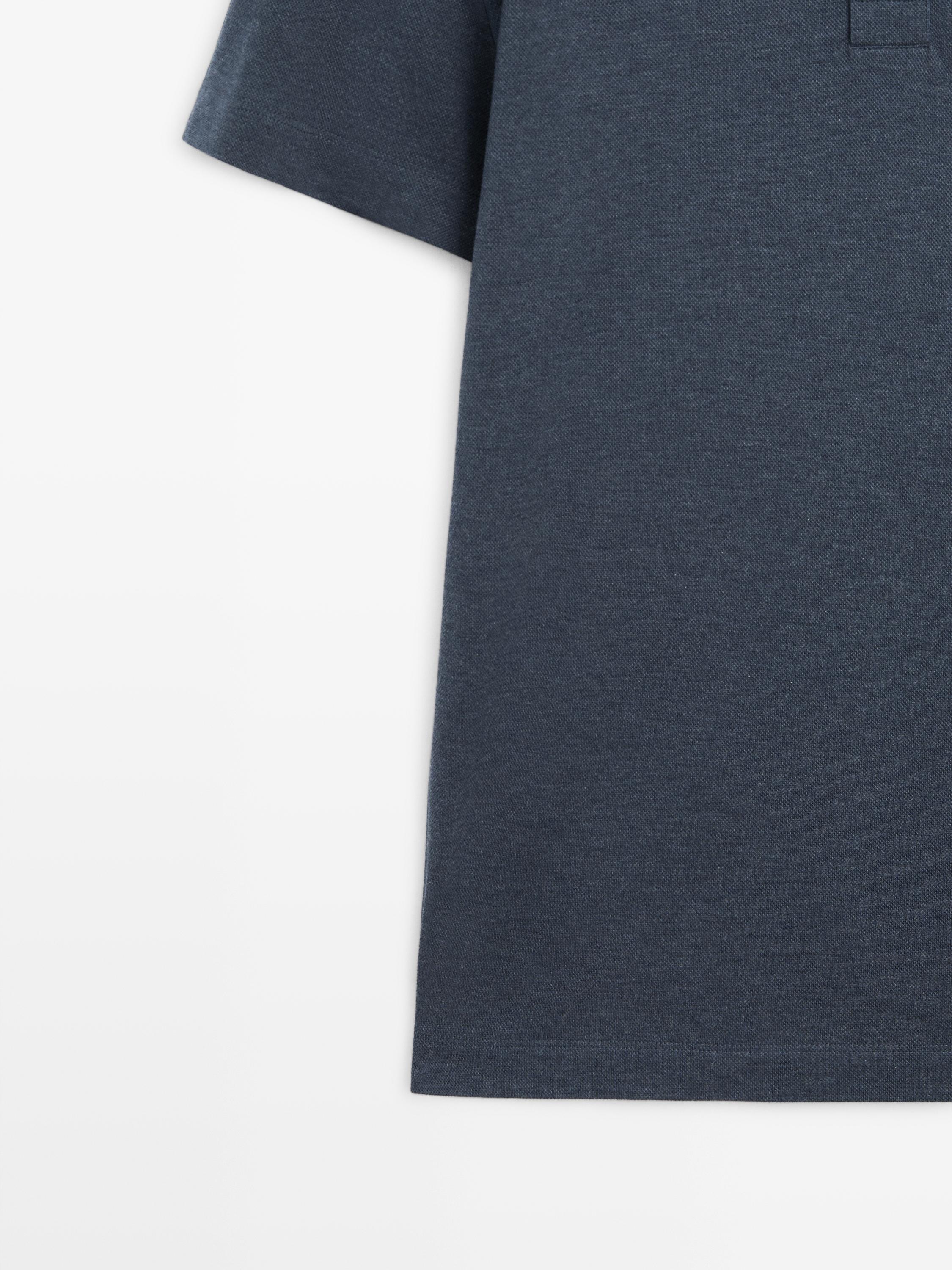 Short sleeve cotton polo shirt — INDIGO