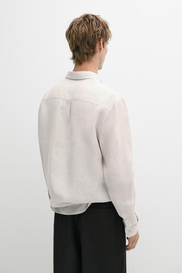 Regular fit 100% linen shirt — BEIGE 5