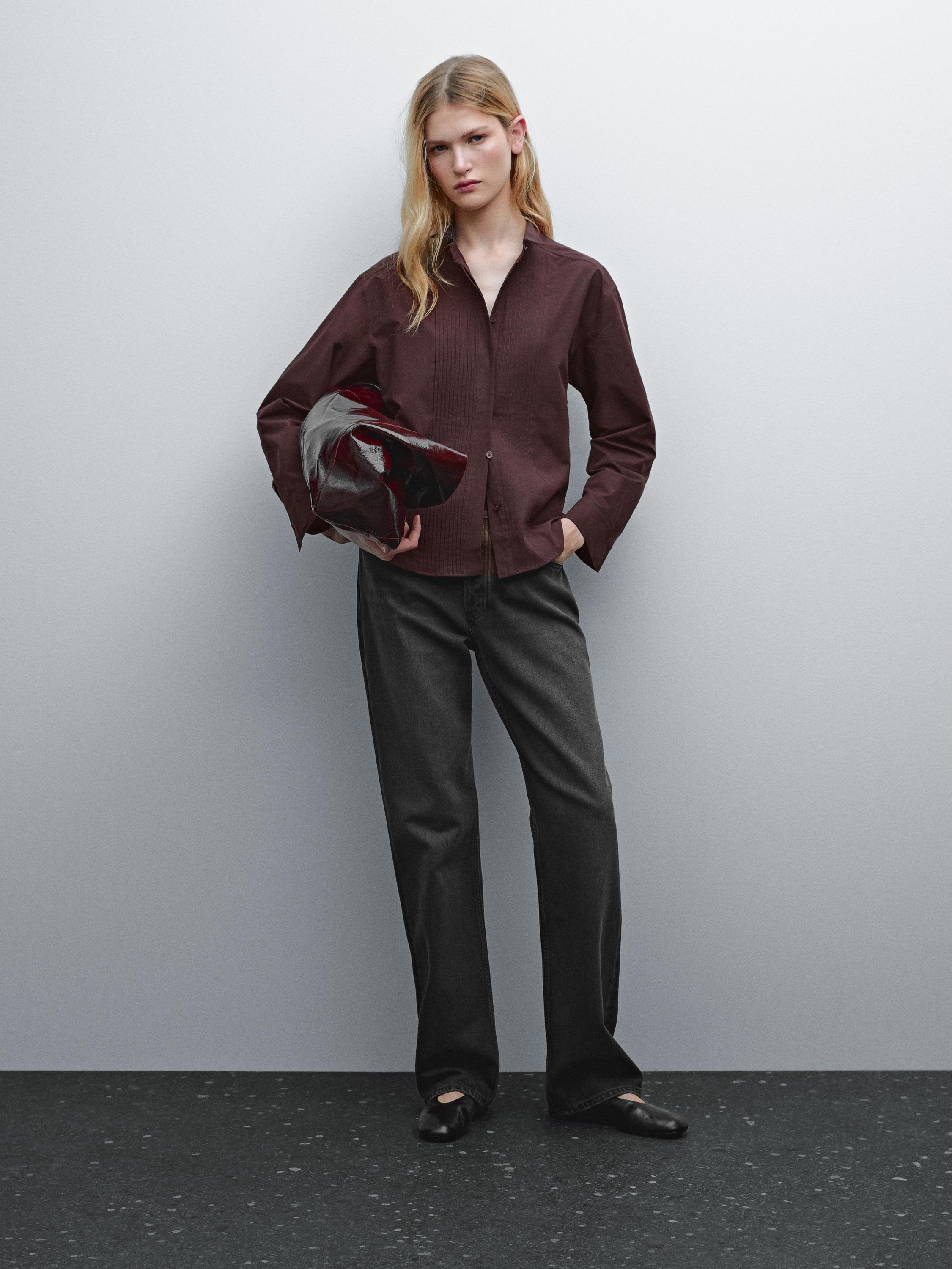 Camisa De Mujer Color Bordo Camisa De Pana TRONA – BRAVA