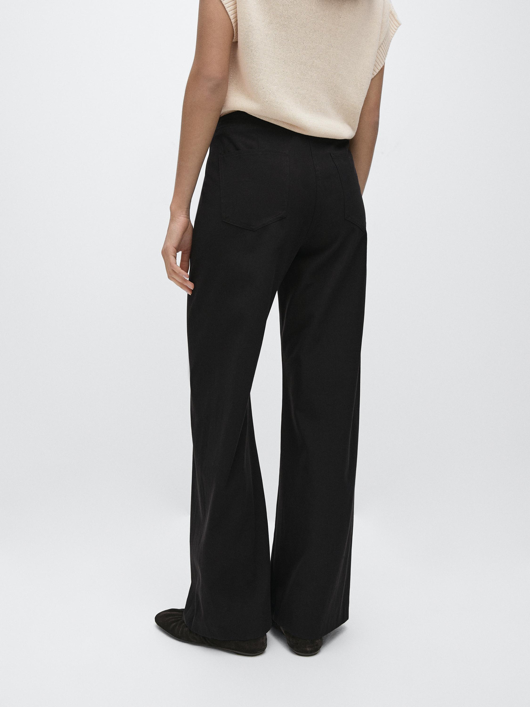 Cotton blend flared pants — BLACK