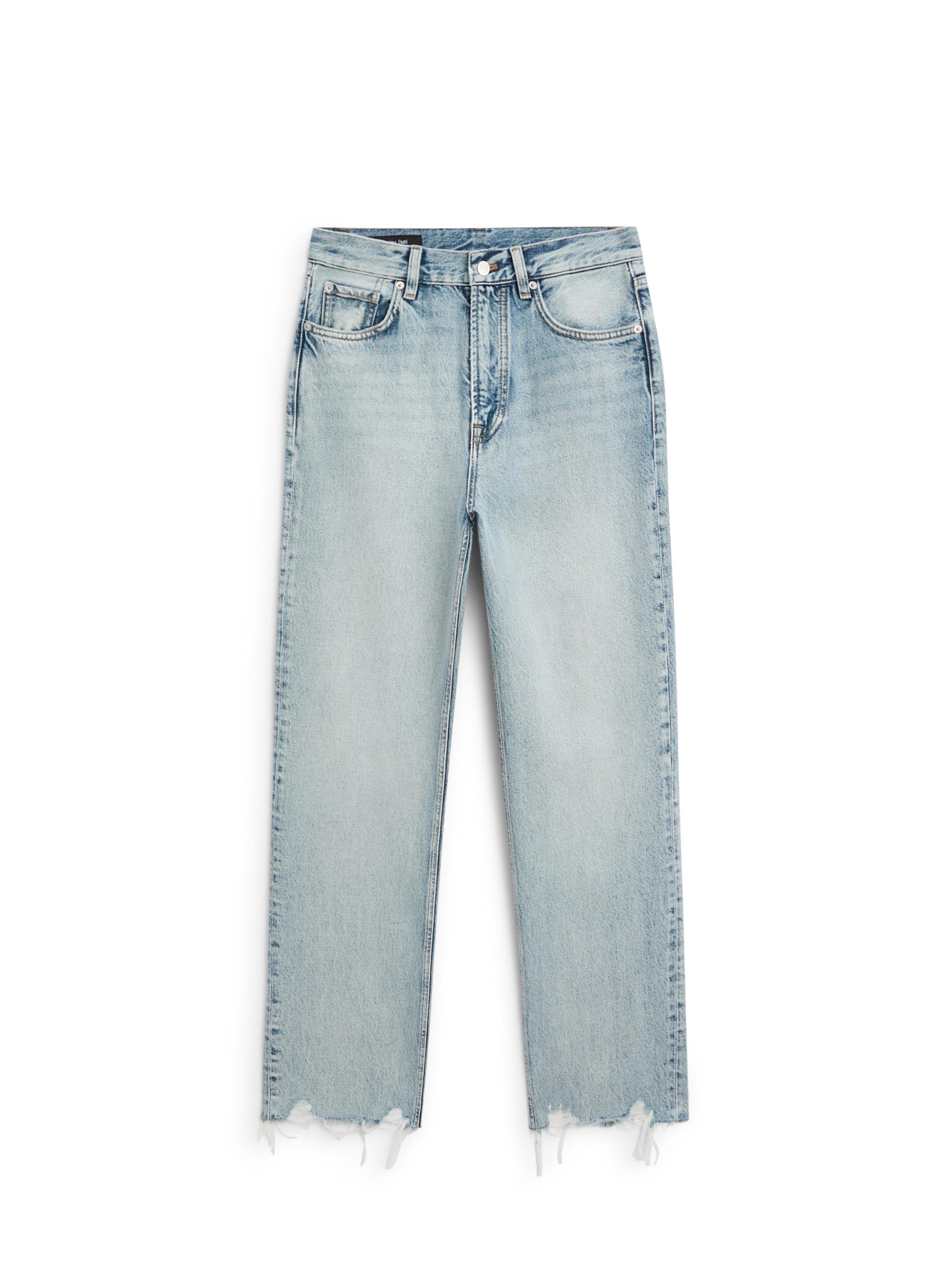 Straight-leg high-waist jeans — Light Blue