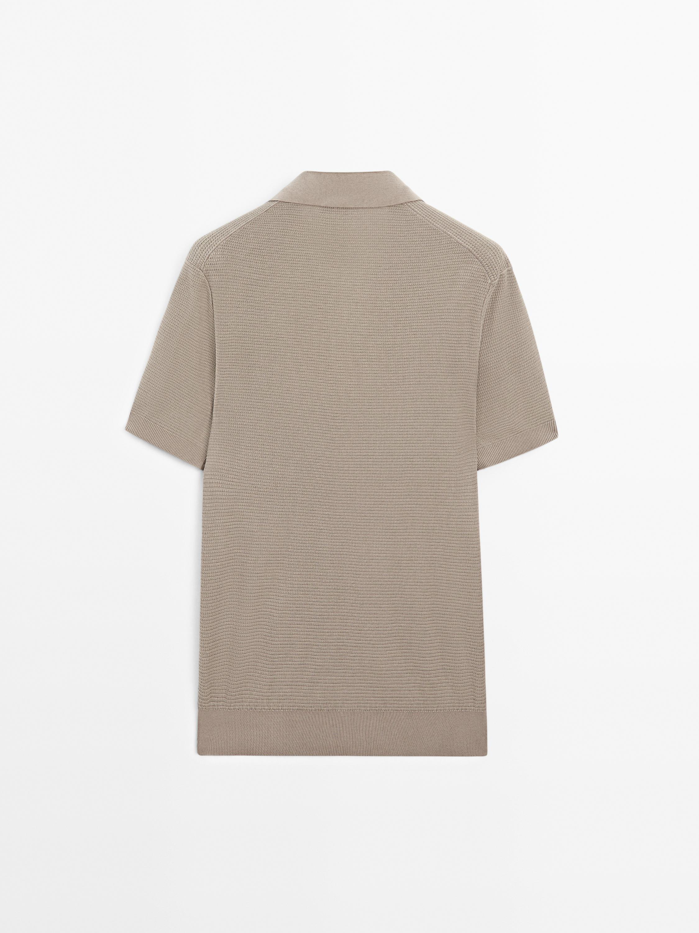 Knit V-neck polo shirt