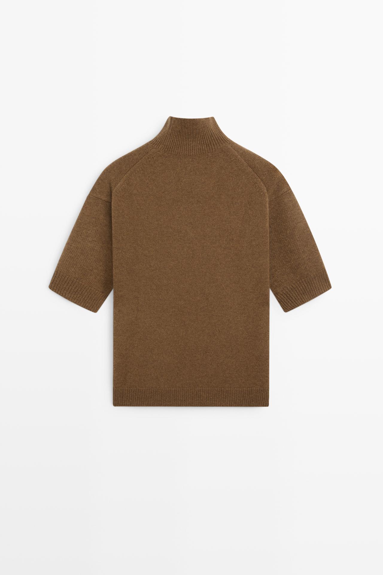 Oversize short sleeve knit sweater — TOFFEE