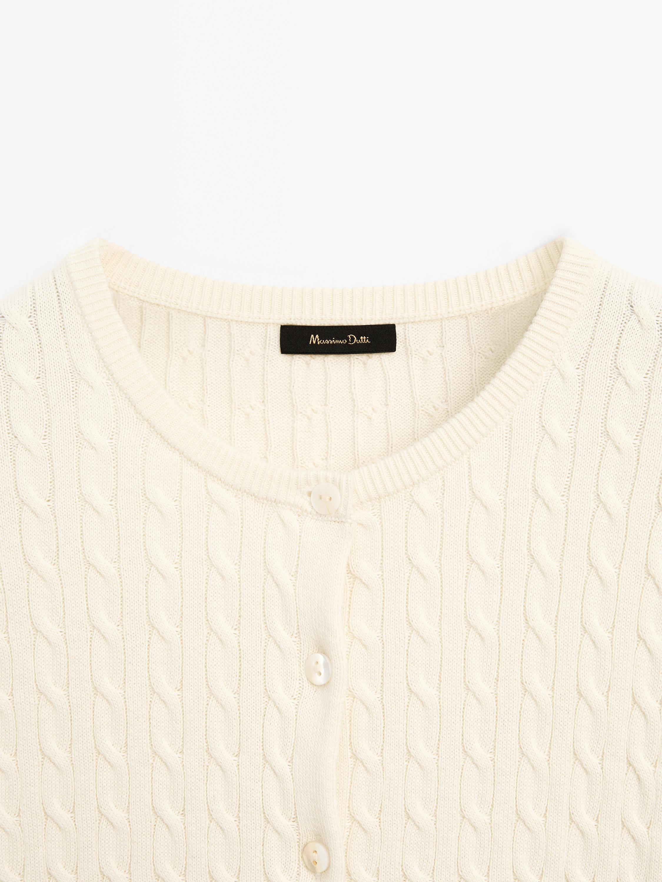 100% cotton cable-knit cardigan