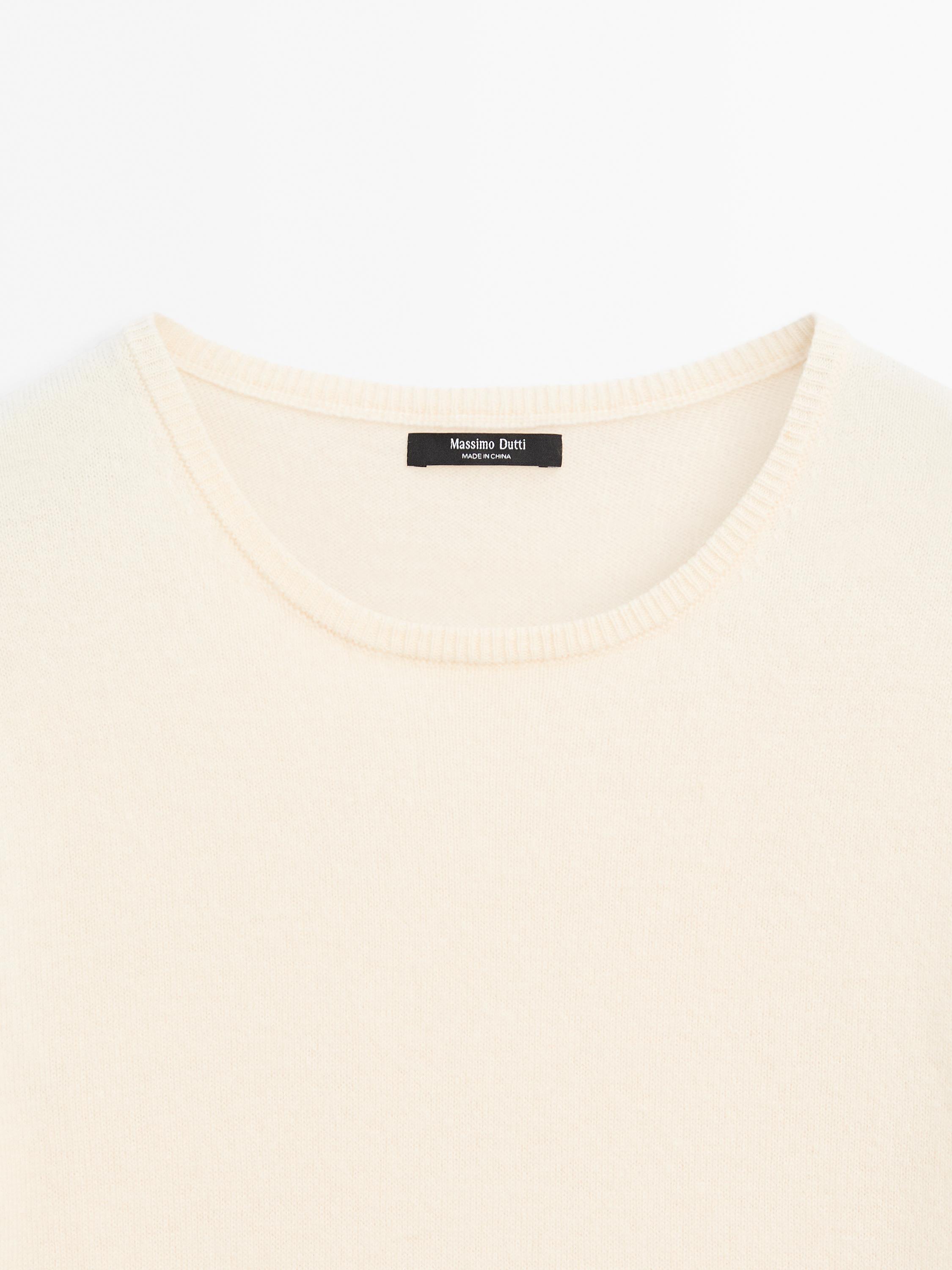 Short sleeve wool blend sweater